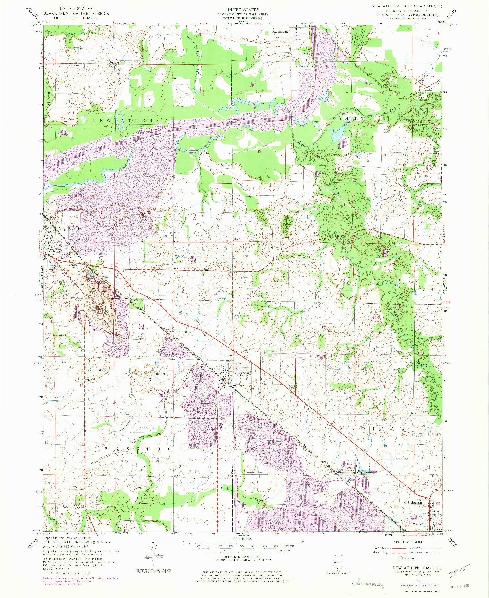 USGS 1:24000-SCALE QUADRANGLE FOR NEW ATHENS EAST, IL 1954