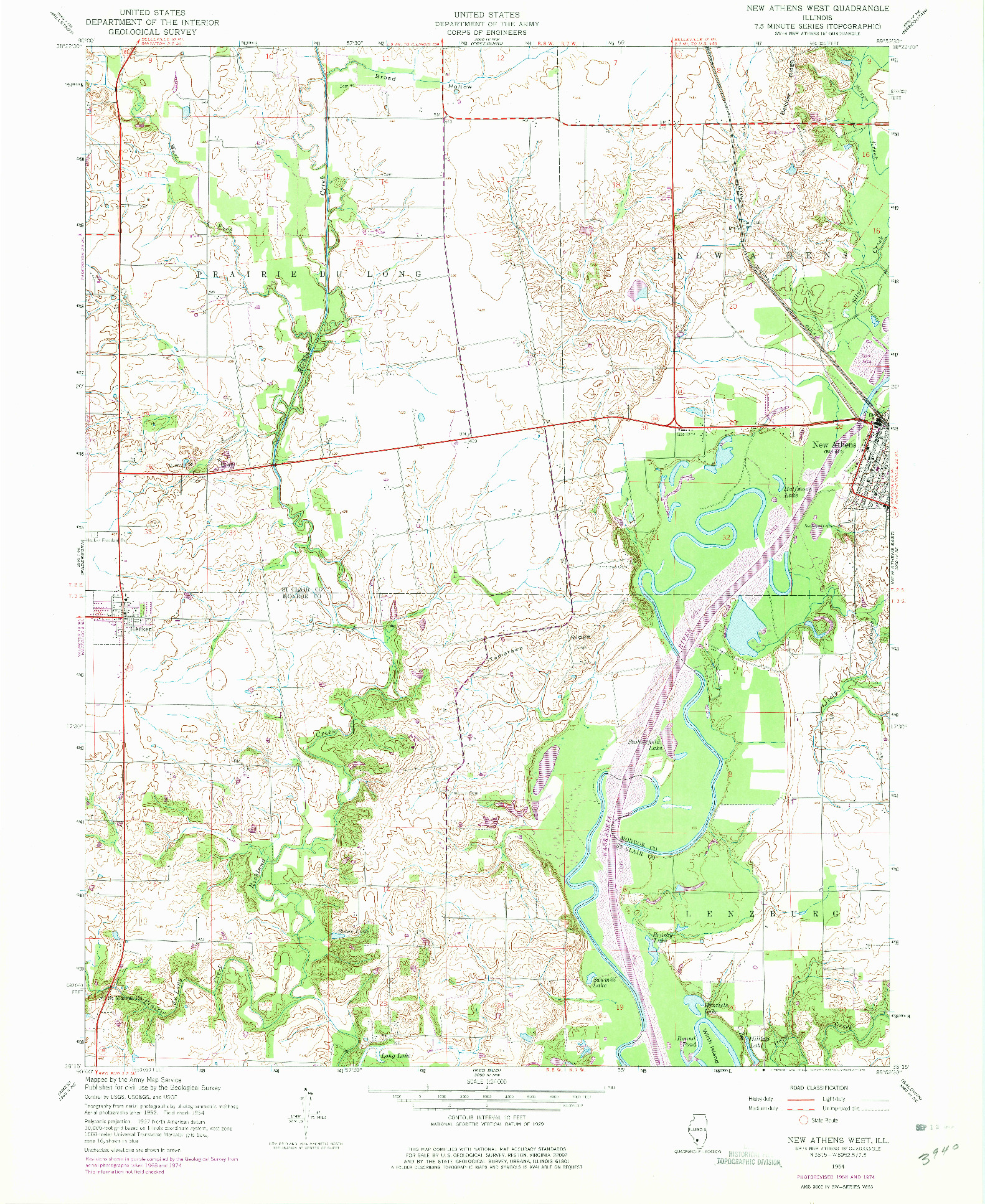 USGS 1:24000-SCALE QUADRANGLE FOR NEW ATHENS WEST, IL 1954