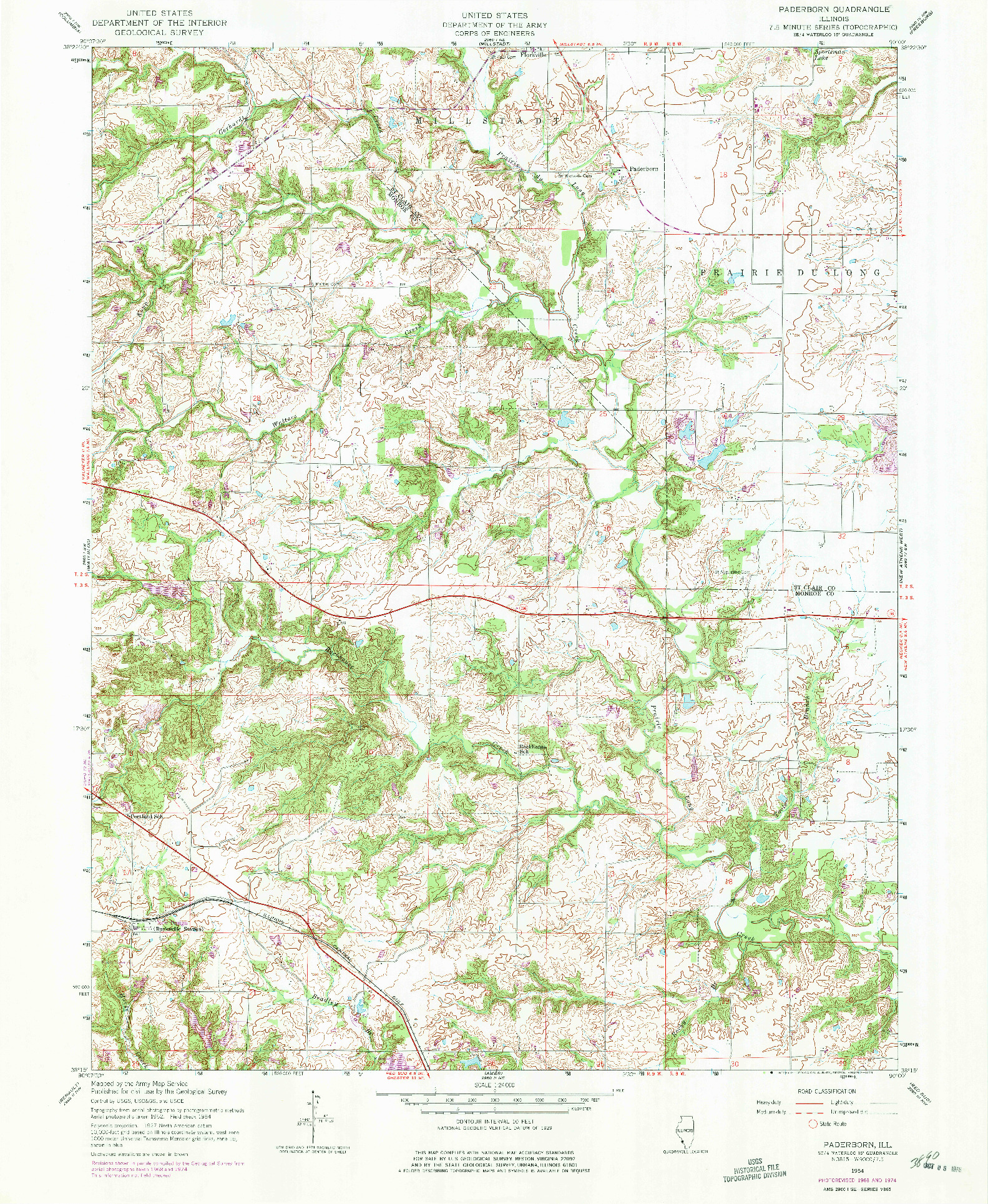 USGS 1:24000-SCALE QUADRANGLE FOR PADERBORN, IL 1954