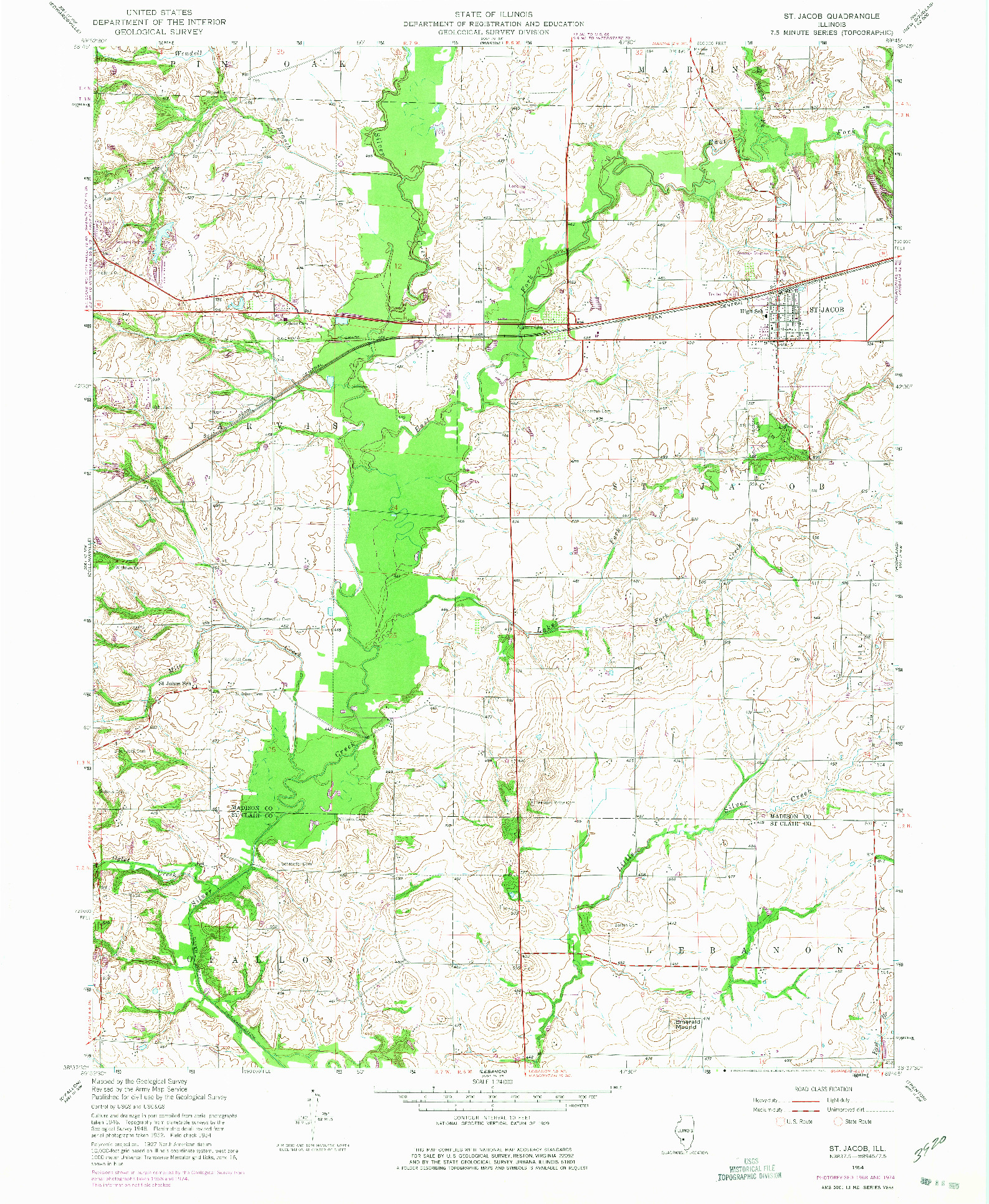 USGS 1:24000-SCALE QUADRANGLE FOR ST. JACOB, IL 1954