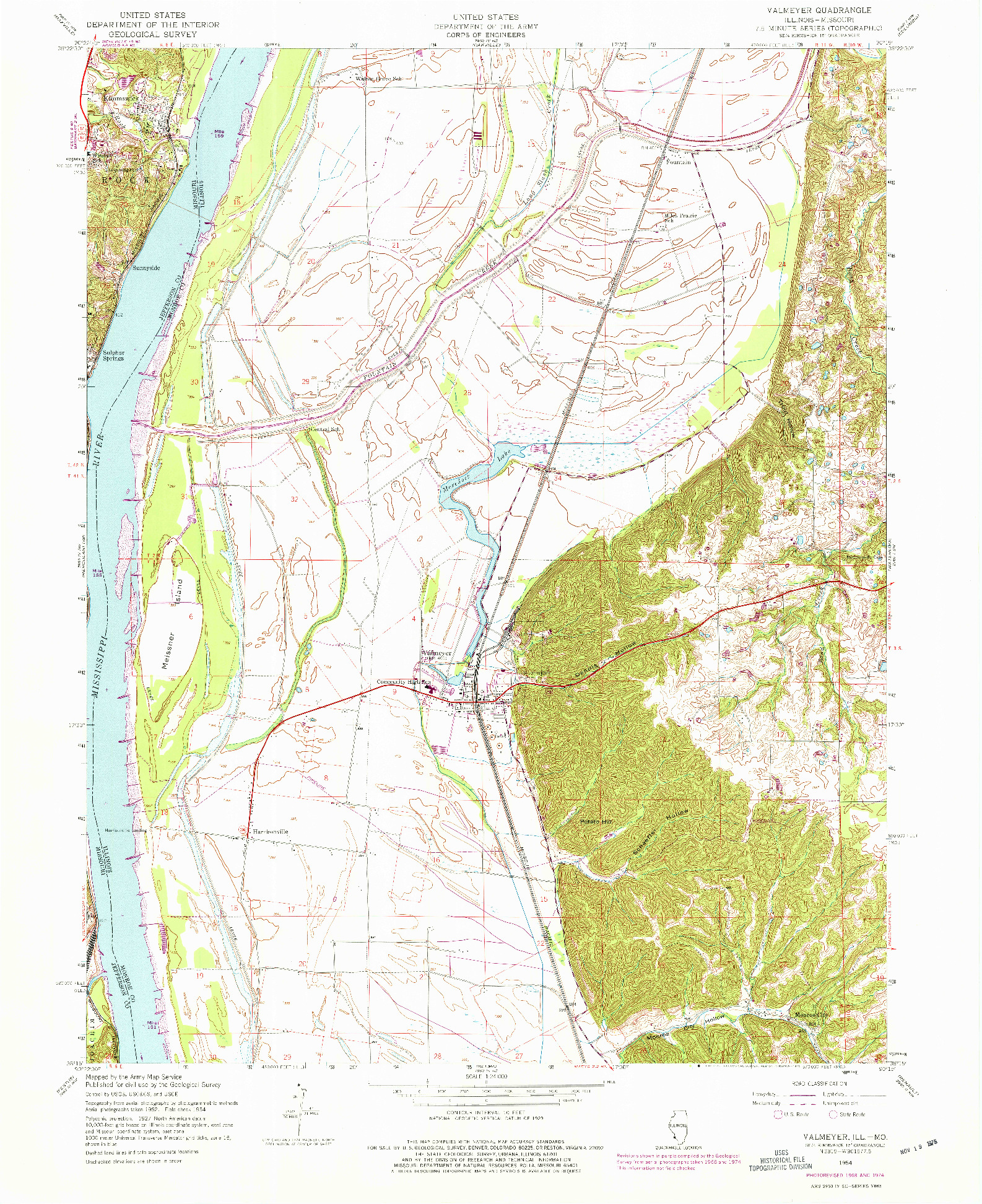 USGS 1:24000-SCALE QUADRANGLE FOR VALMEYER, IL 1954