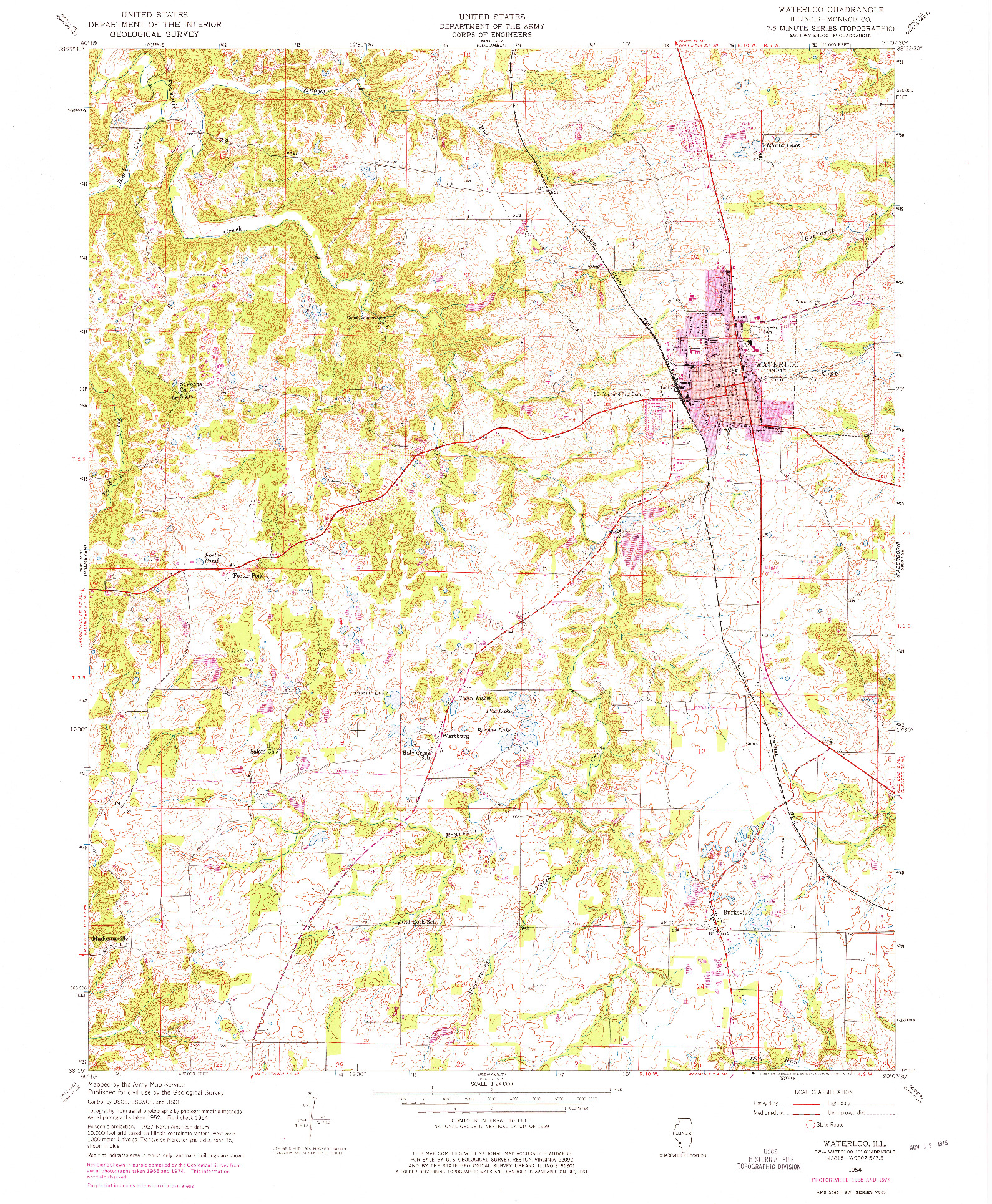 USGS 1:24000-SCALE QUADRANGLE FOR WATERLOO, IL 1954