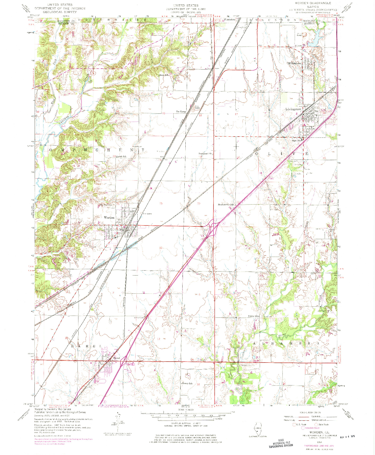 USGS 1:24000-SCALE QUADRANGLE FOR WORDEN, IL 1954