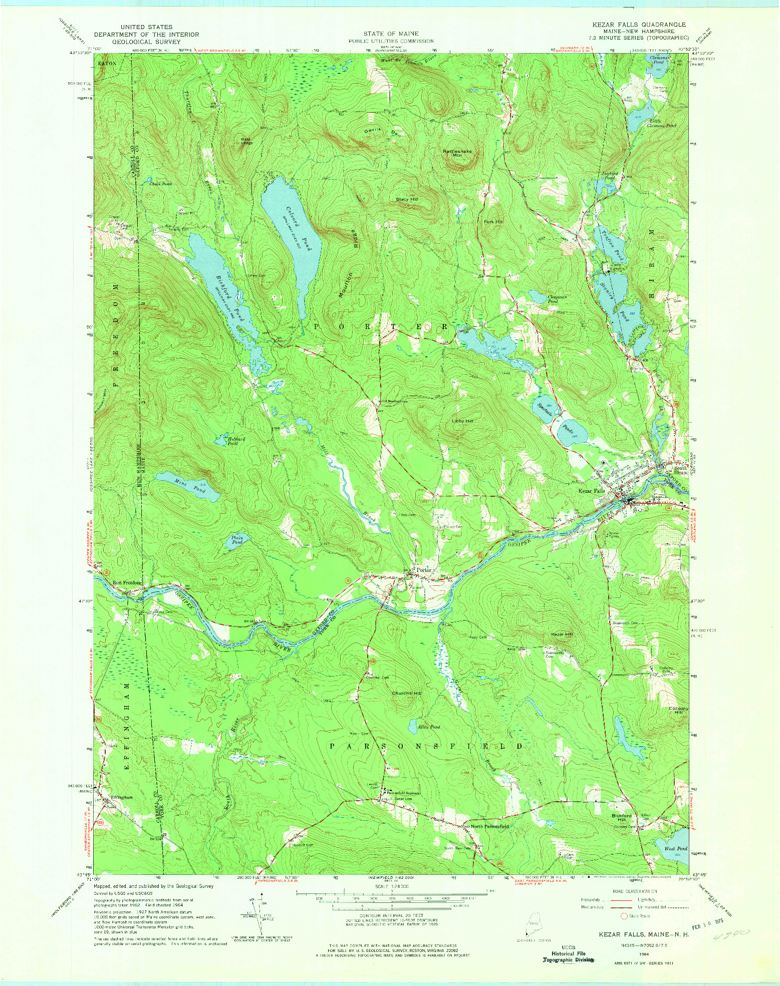 USGS 1:24000-SCALE QUADRANGLE FOR KEZAR FALLS, ME 1964