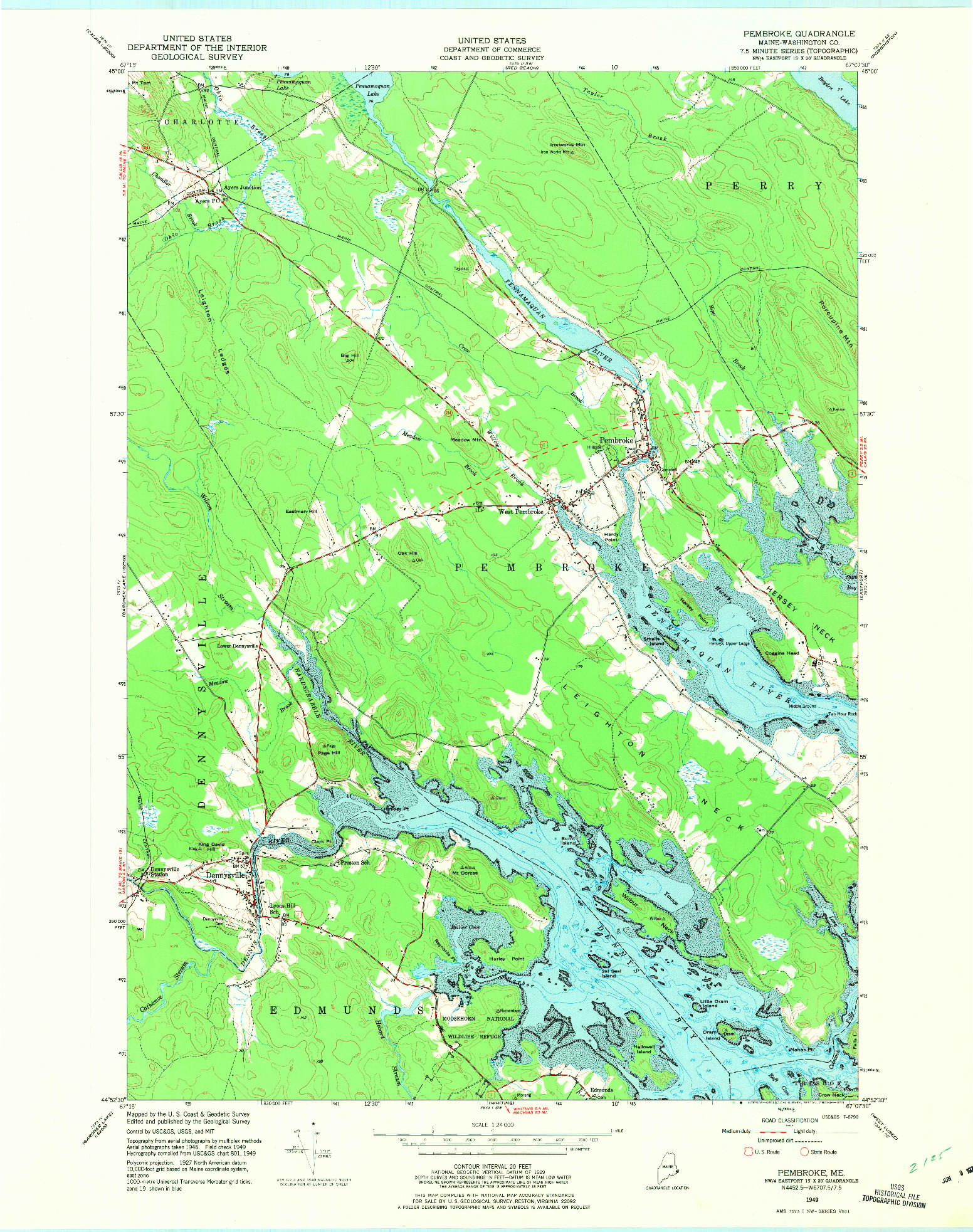 USGS 1:24000-SCALE QUADRANGLE FOR PEMBROKE, ME 1949