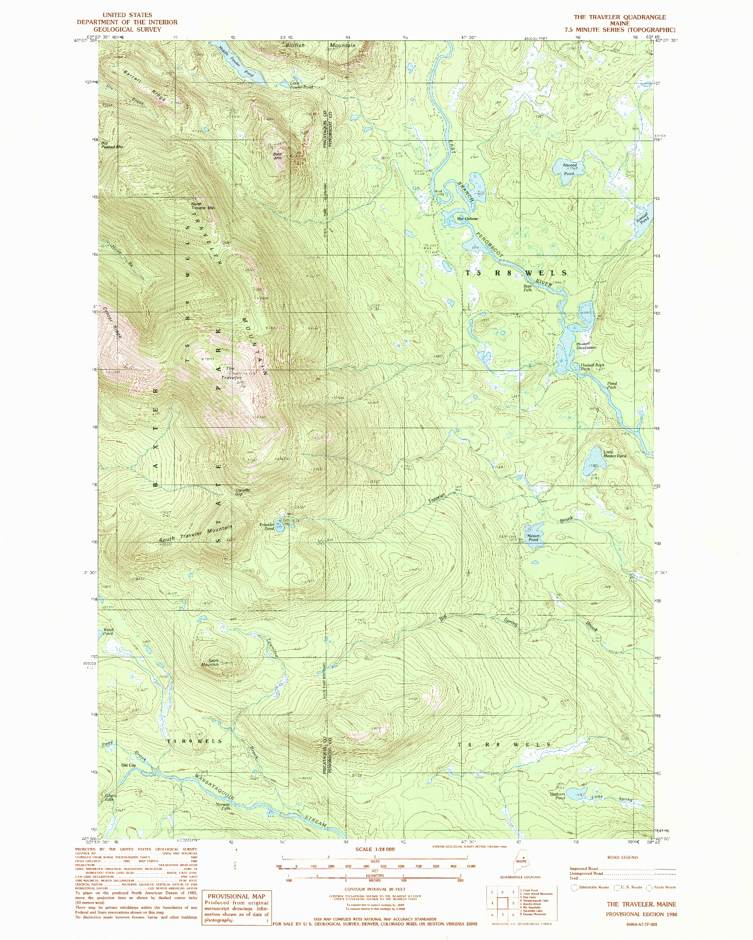 USGS 1:24000-SCALE QUADRANGLE FOR THE TRAVELER, ME 1975