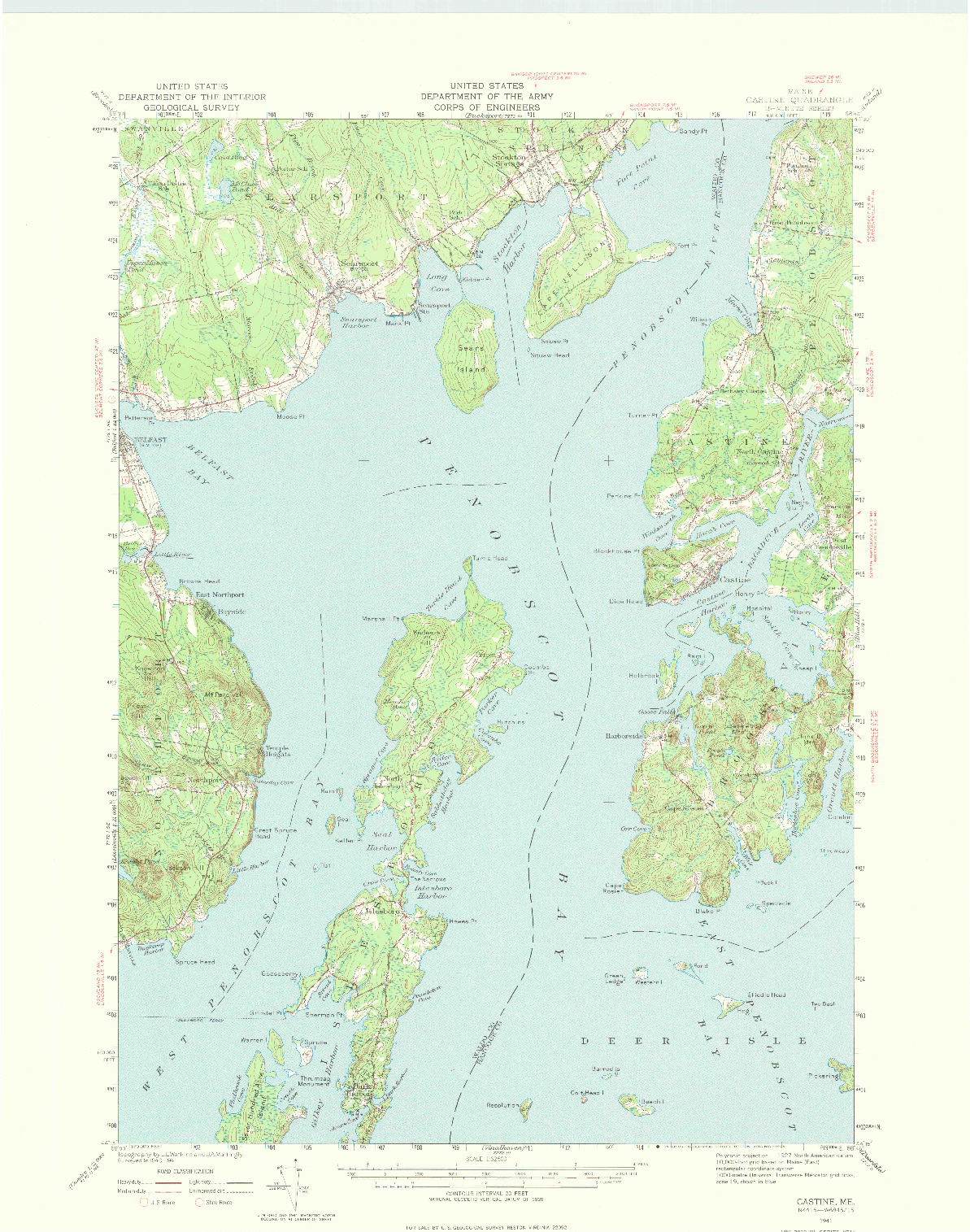 USGS 1:62500-SCALE QUADRANGLE FOR CASTINE, ME 1941