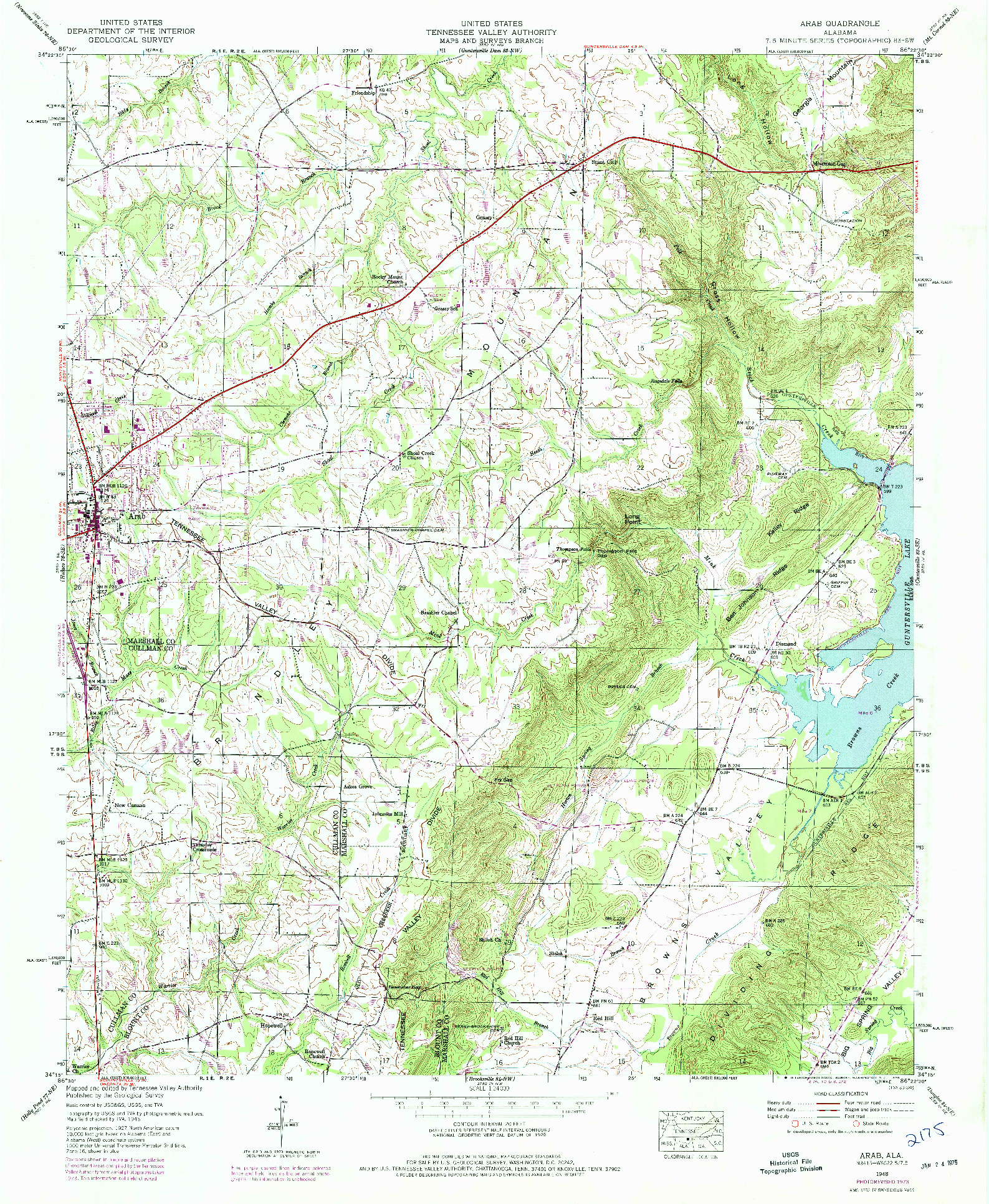 USGS 1:24000-SCALE QUADRANGLE FOR ARAB, AL 1948