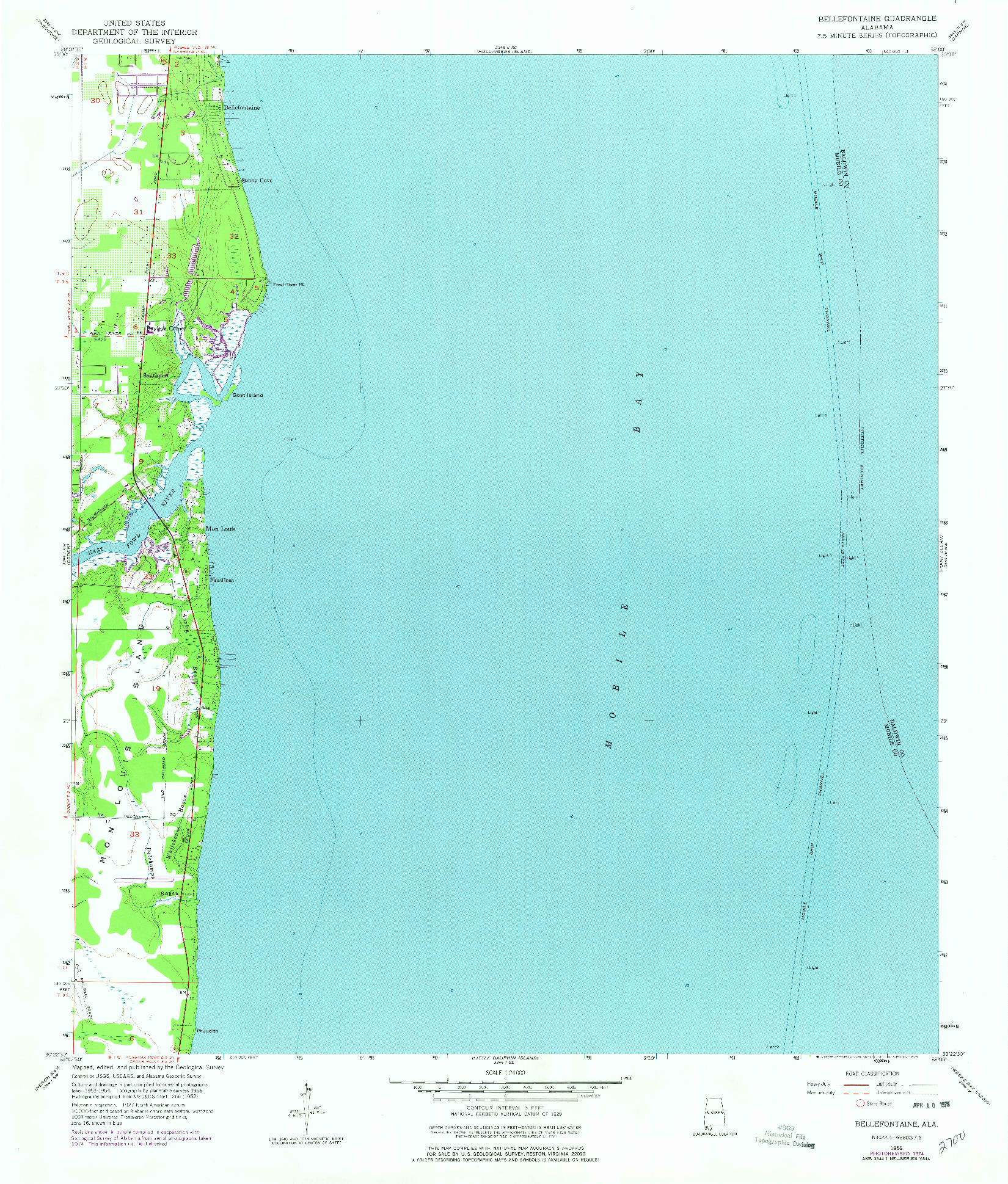 USGS 1:24000-SCALE QUADRANGLE FOR BELLEFONTAINE, AL 1956