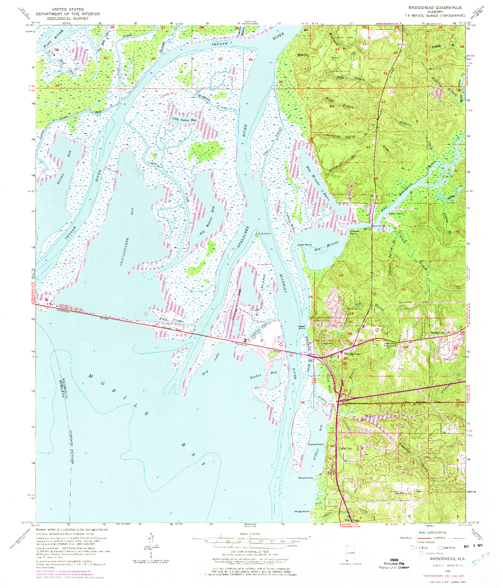 USGS 1:24000-SCALE QUADRANGLE FOR BRIDGEHEAD, AL 1953