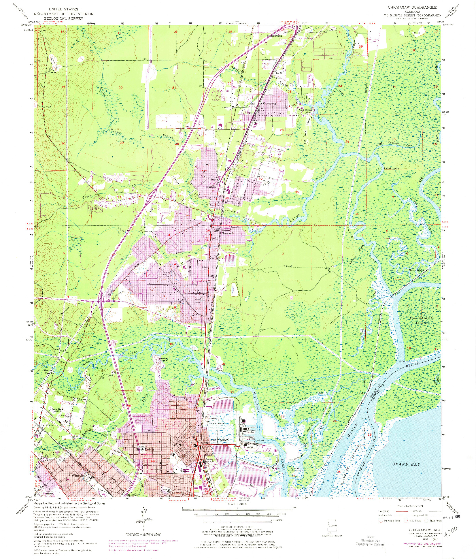 USGS 1:24000-SCALE QUADRANGLE FOR CHICKASAW, AL 1953