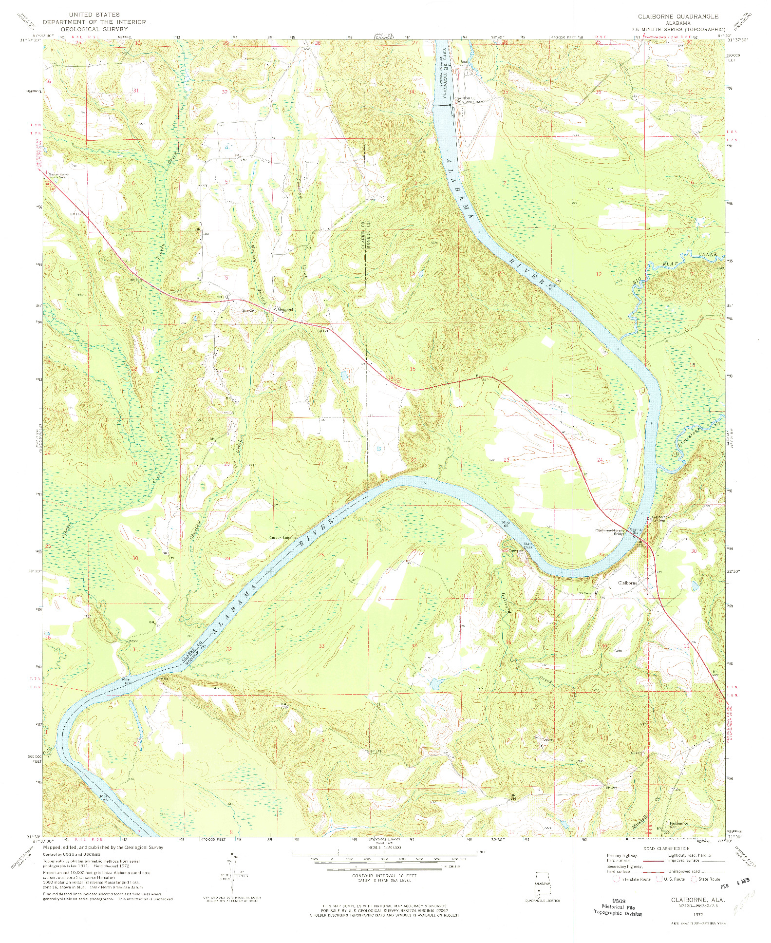 USGS 1:24000-SCALE QUADRANGLE FOR CLAIBORNE, AL 1972