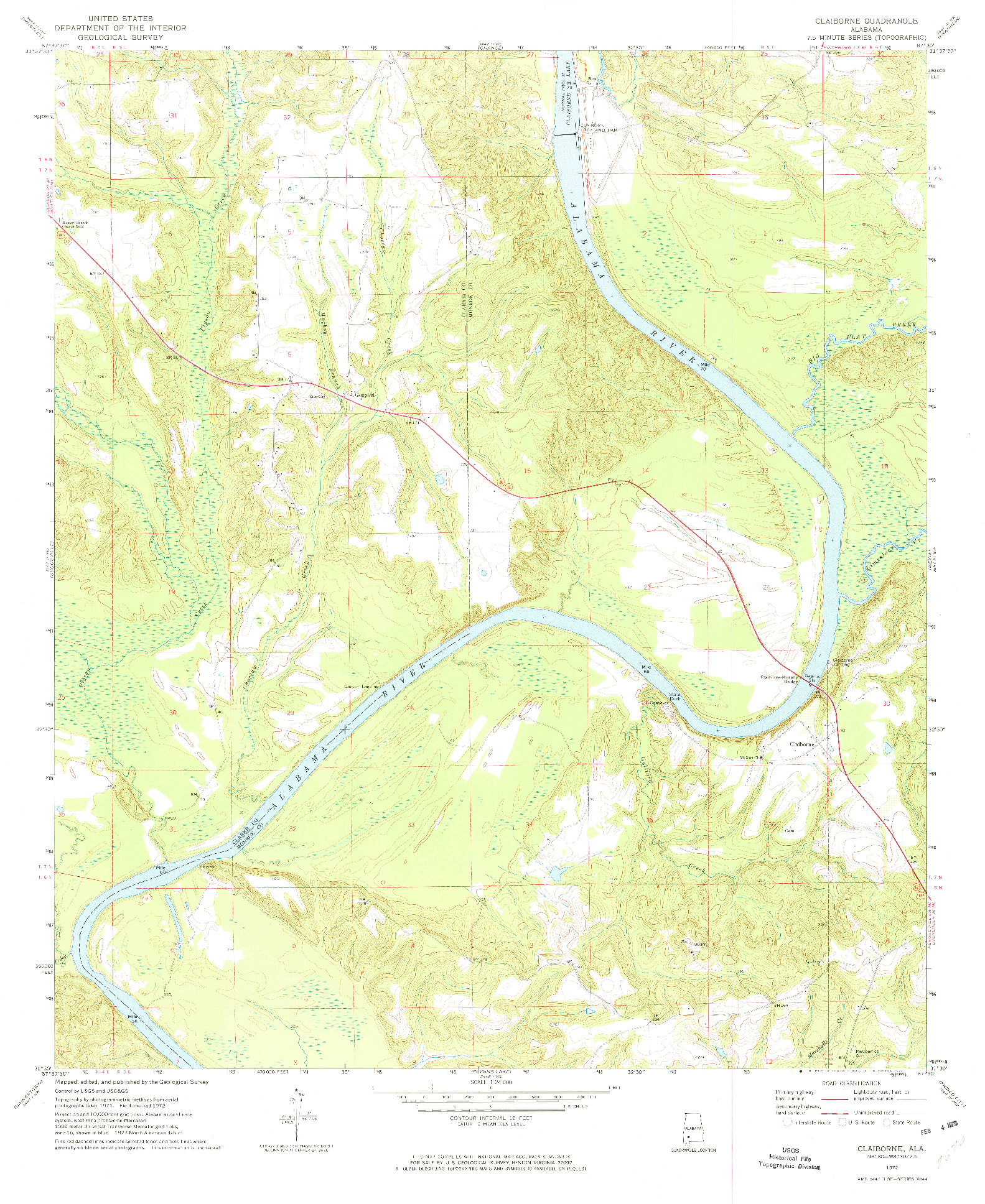 USGS 1:24000-SCALE QUADRANGLE FOR CLAIBORNE, AL 1972