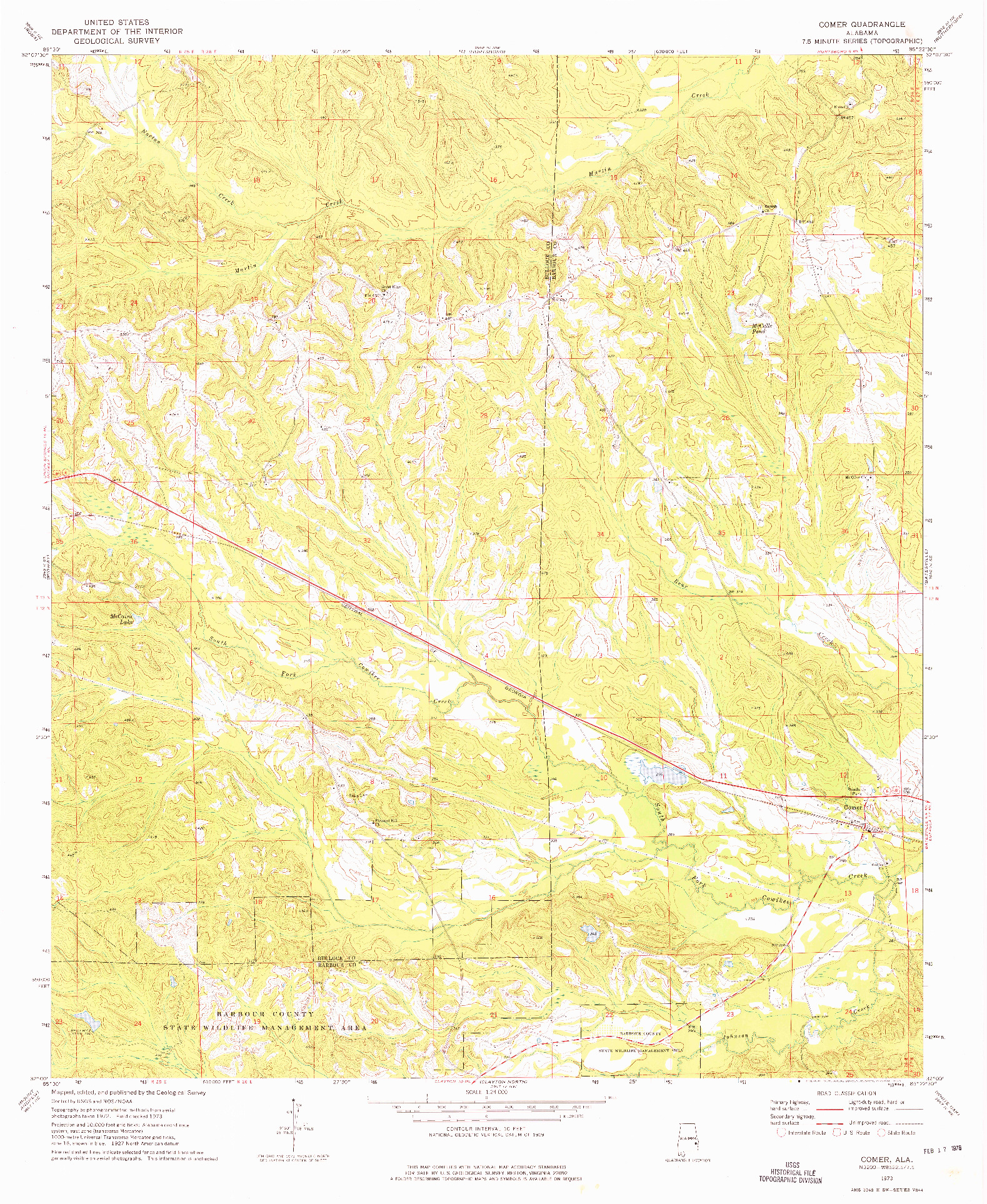 USGS 1:24000-SCALE QUADRANGLE FOR COMER, AL 1973
