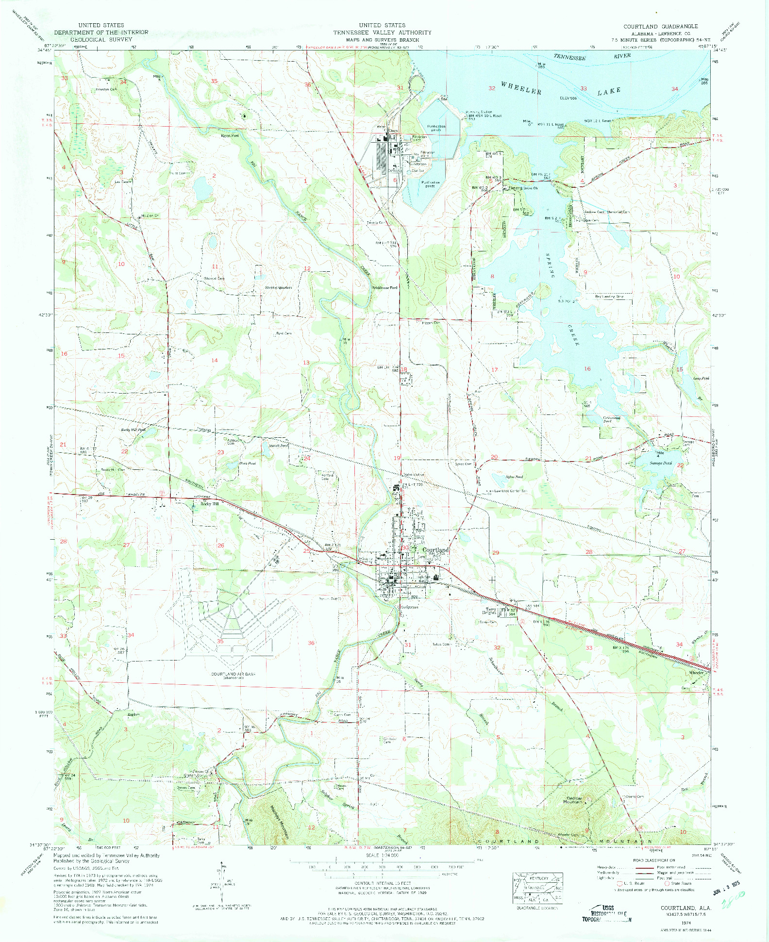 USGS 1:24000-SCALE QUADRANGLE FOR COURTLAND, AL 1974
