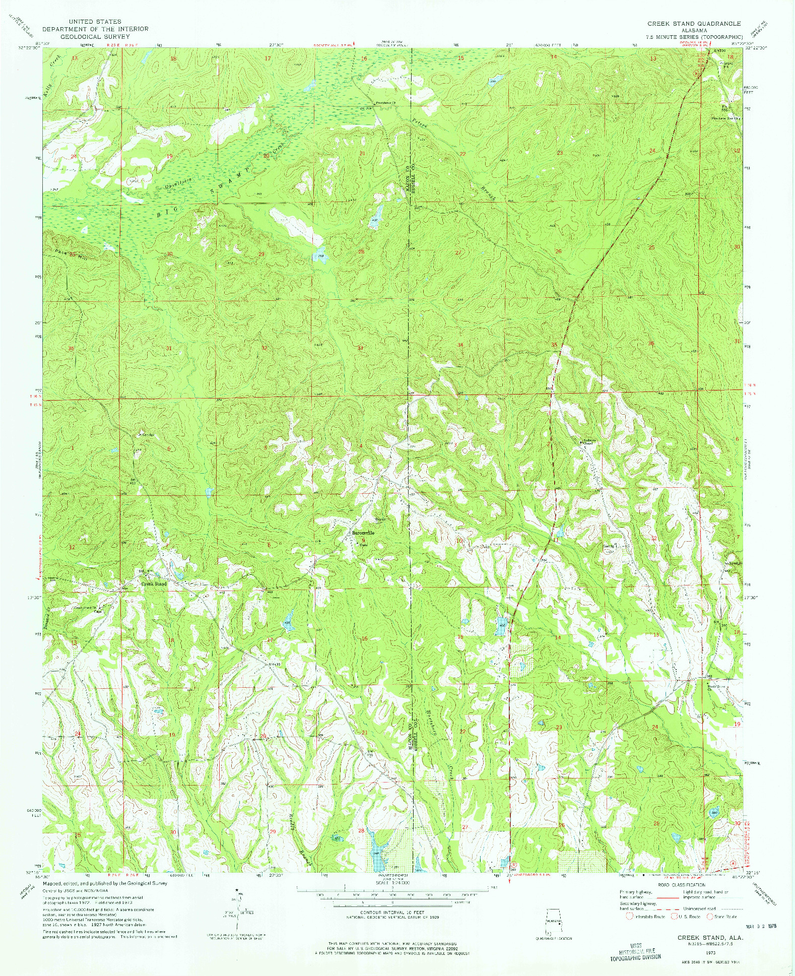 USGS 1:24000-SCALE QUADRANGLE FOR CREEK STAND, AL 1973