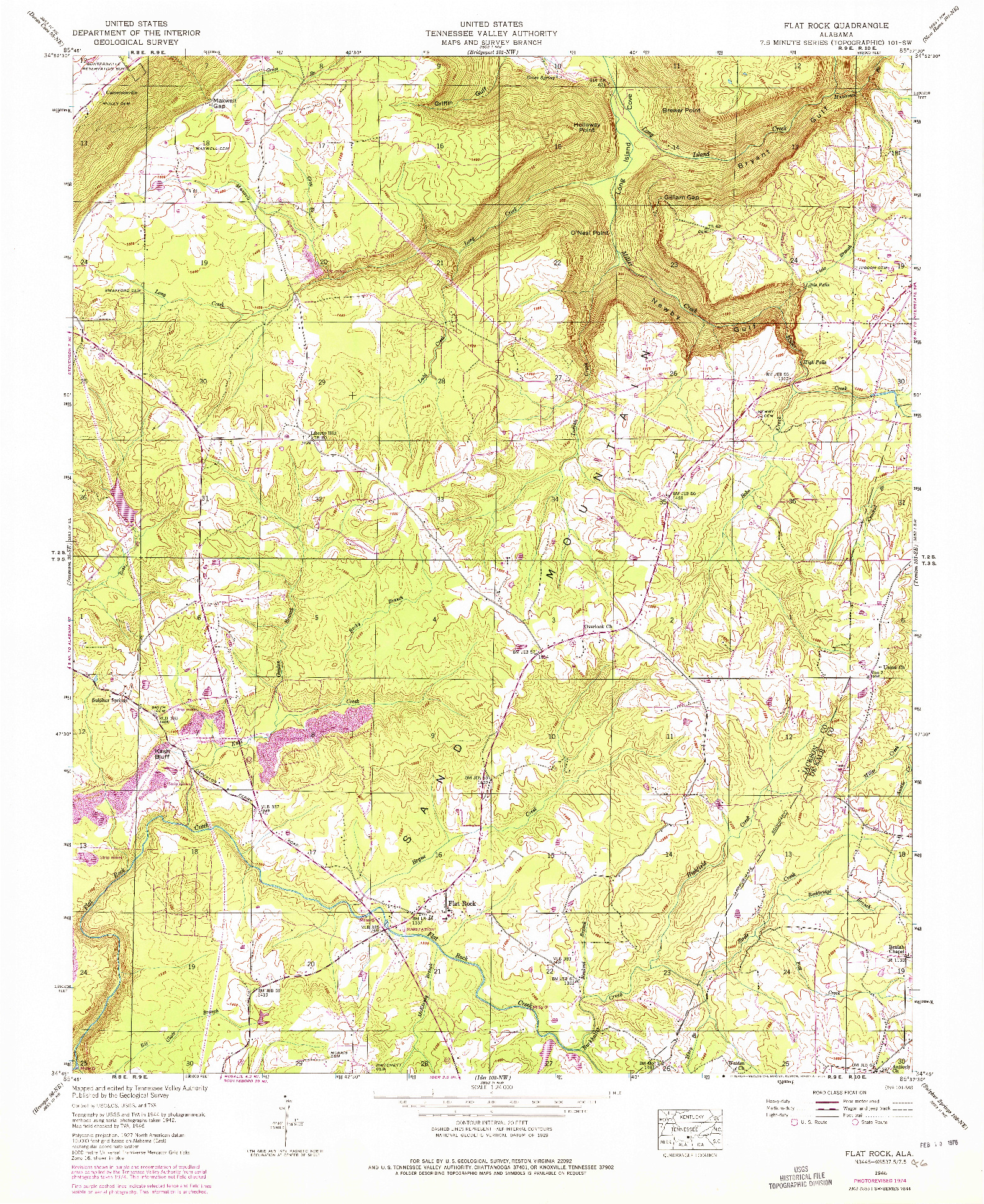 USGS 1:24000-SCALE QUADRANGLE FOR FLAT ROCK, AL 1946