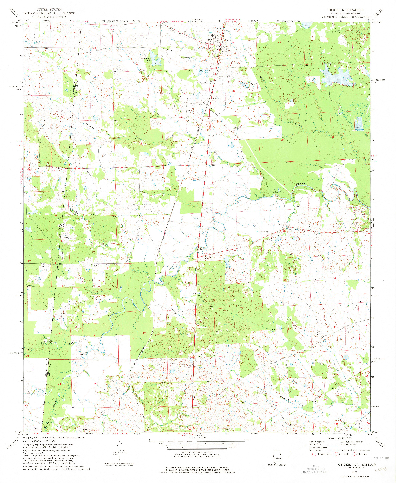 USGS 1:24000-SCALE QUADRANGLE FOR GEIGER, AL 1973