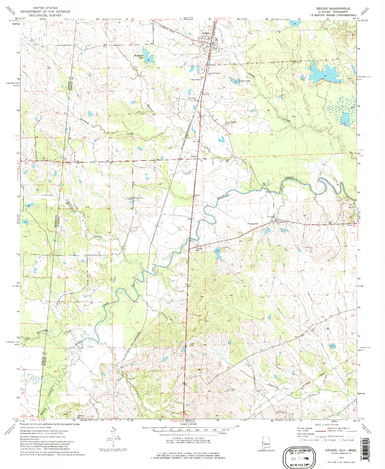 USGS 1:24000-SCALE QUADRANGLE FOR GEIGER, AL 1973