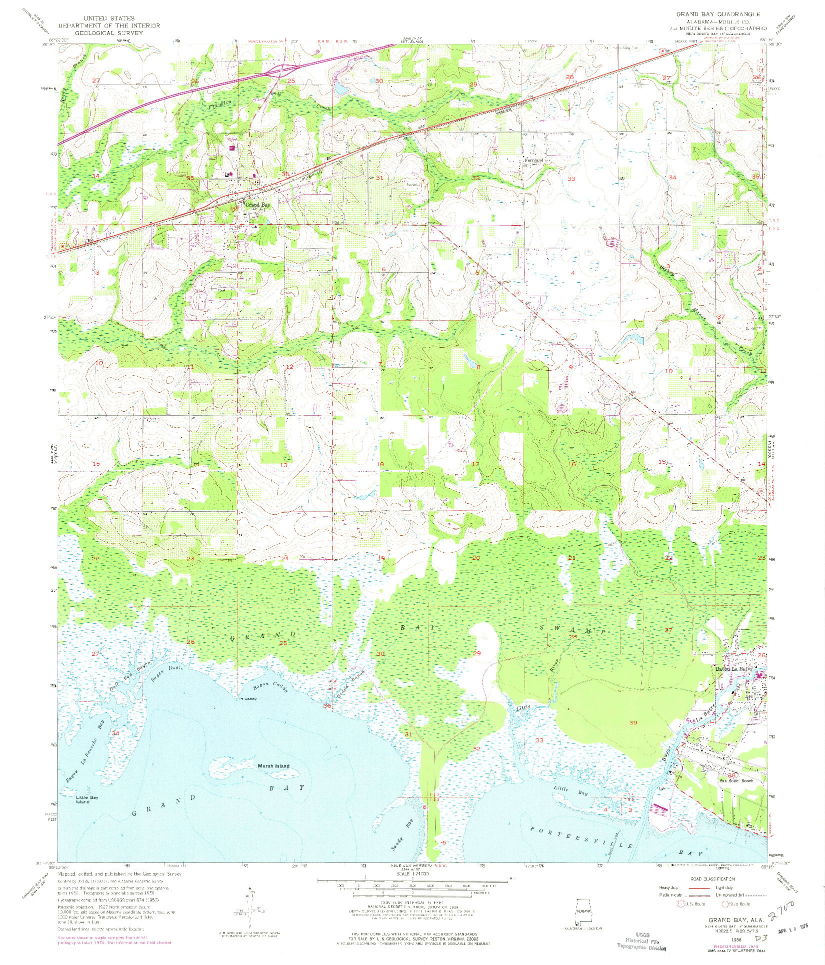 USGS 1:24000-SCALE QUADRANGLE FOR GRAND BAY, AL 1958