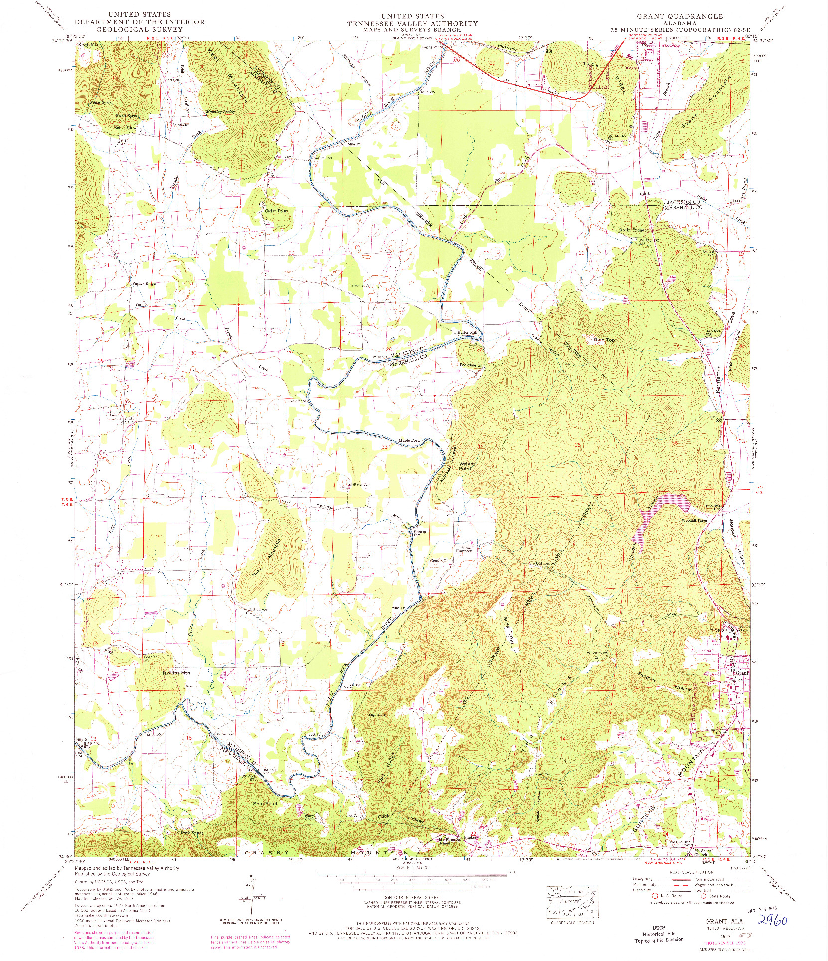 USGS 1:24000-SCALE QUADRANGLE FOR GRANT, AL 1947