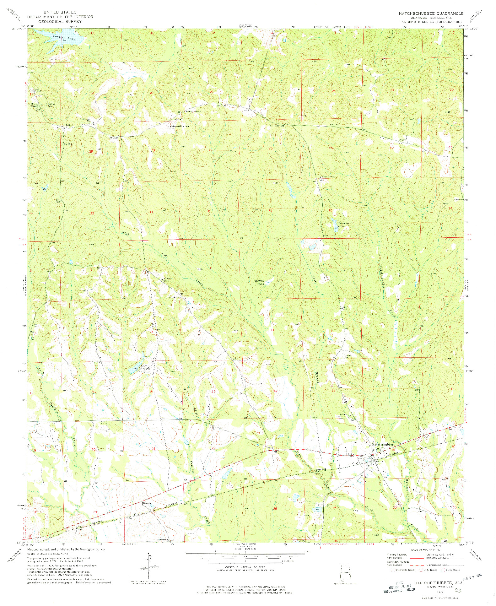 USGS 1:24000-SCALE QUADRANGLE FOR HATCHECHUBBEE, AL 1973