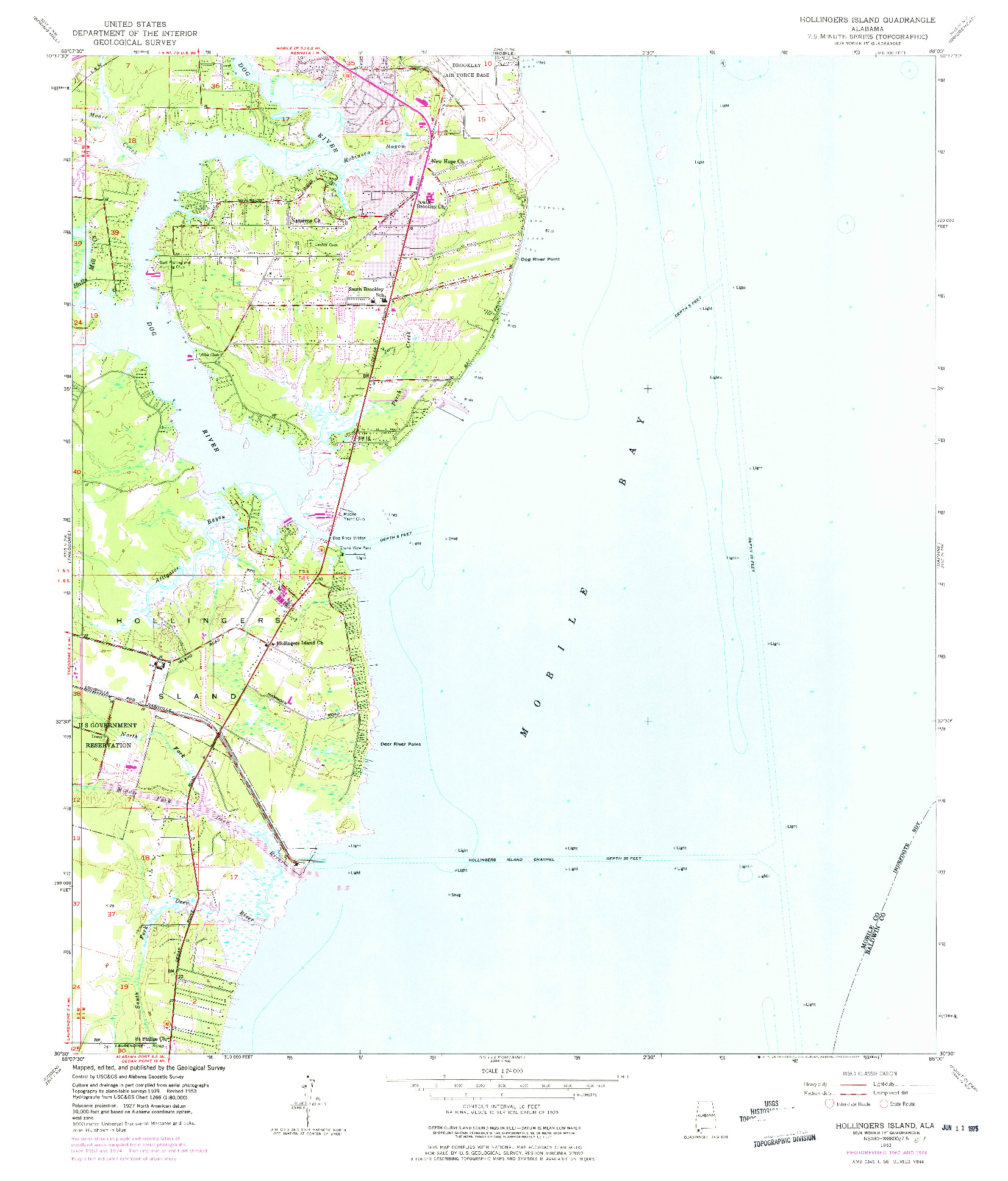 USGS 1:24000-SCALE QUADRANGLE FOR HOLLINGERS ISLAND, AL 1953