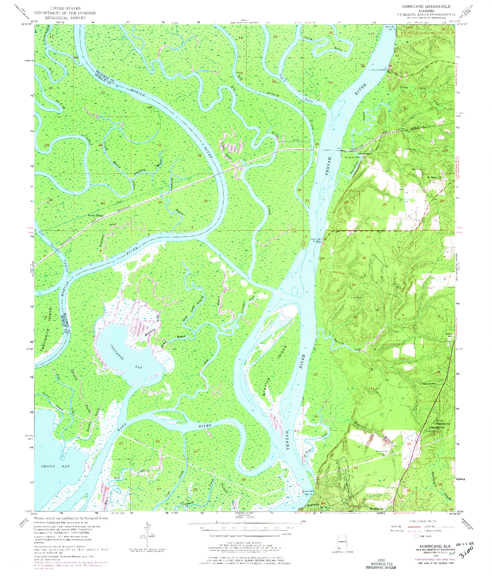 USGS 1:24000-SCALE QUADRANGLE FOR HURRICANE, AL 1953