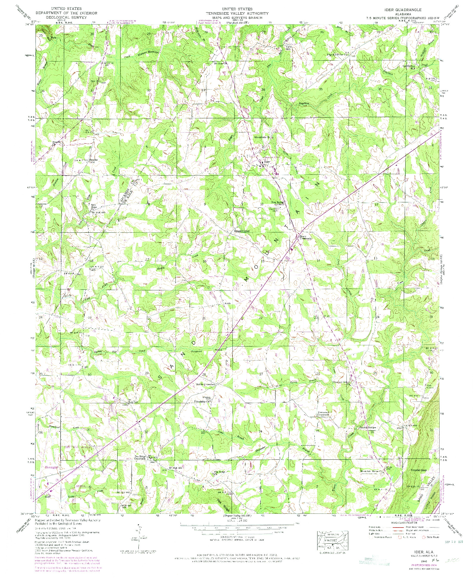 USGS 1:24000-SCALE QUADRANGLE FOR IDER, AL 1946