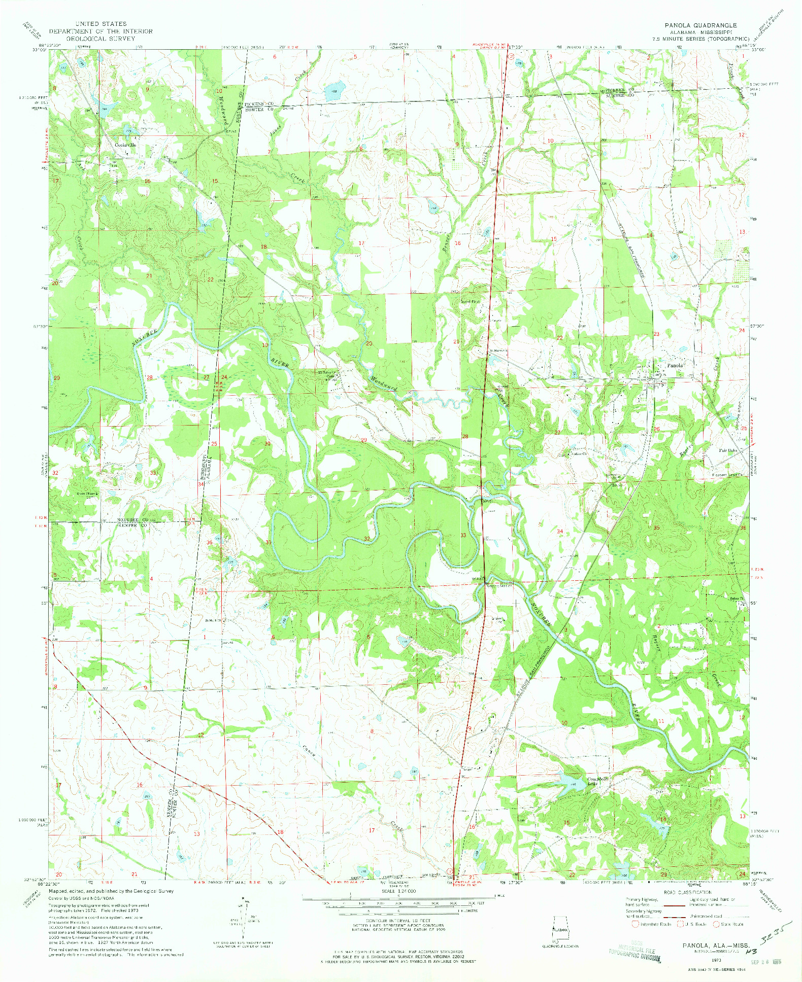 USGS 1:24000-SCALE QUADRANGLE FOR PANOLA, AL 1973