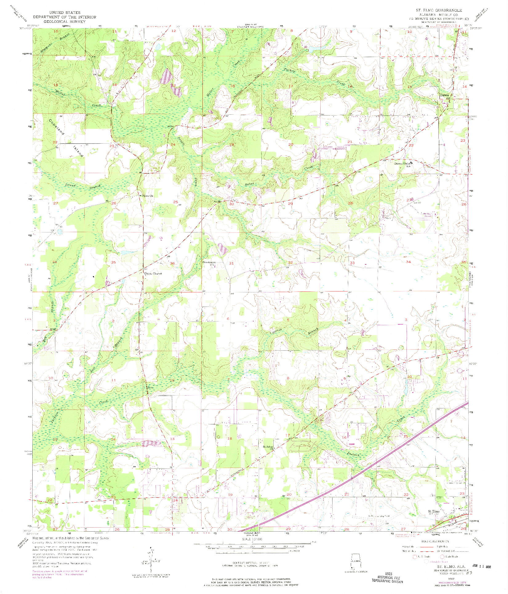 USGS 1:24000-SCALE QUADRANGLE FOR ST. ELMO, AL 1957