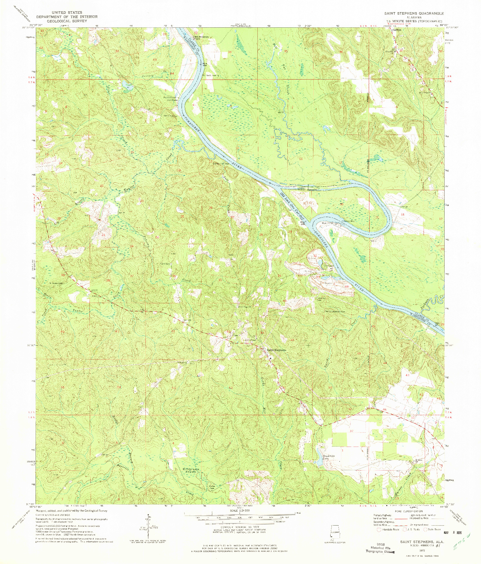 USGS 1:24000-SCALE QUADRANGLE FOR ST. STEPHENS, AL 1972