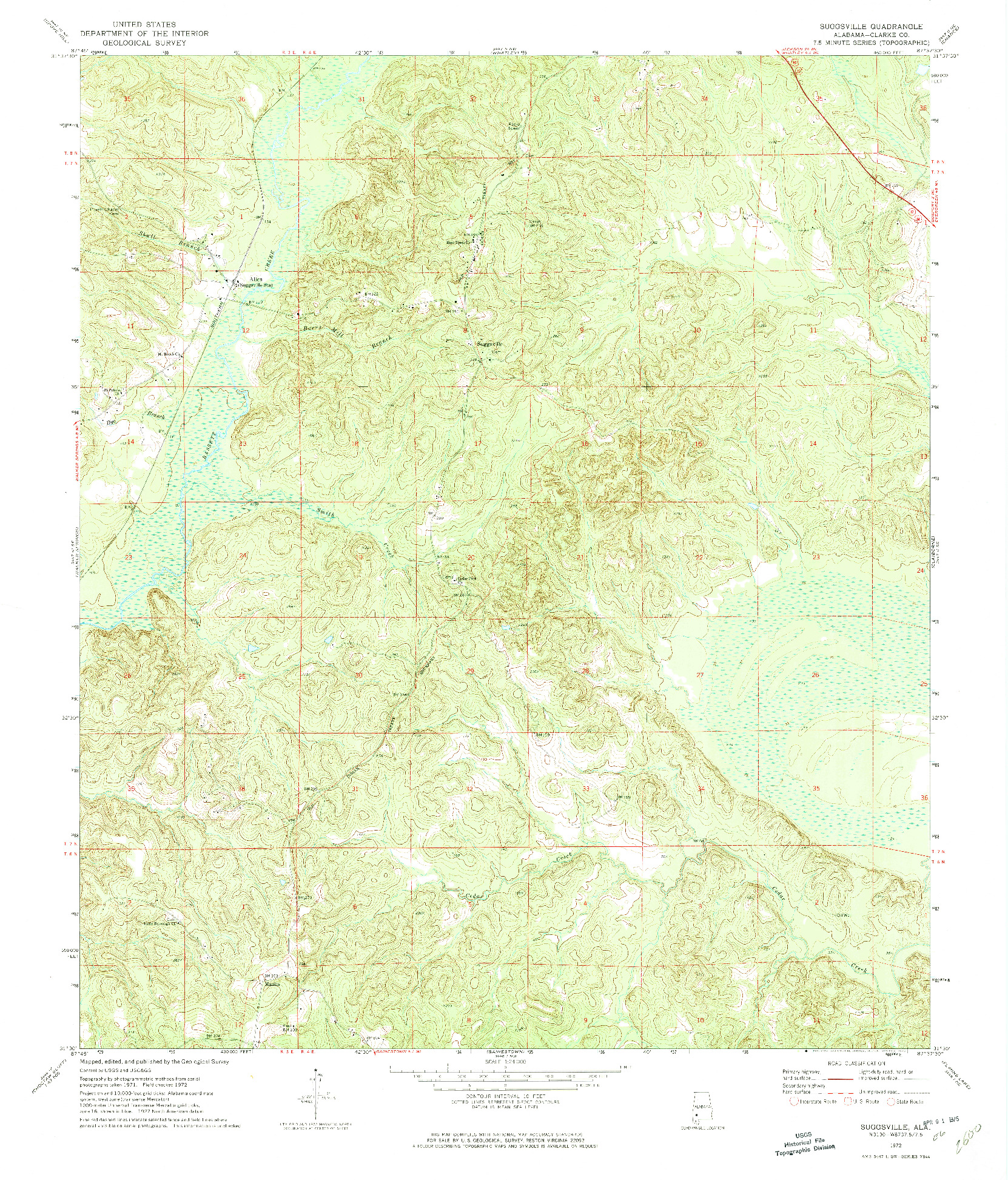 USGS 1:24000-SCALE QUADRANGLE FOR SUGGSVILLE, AL 1972