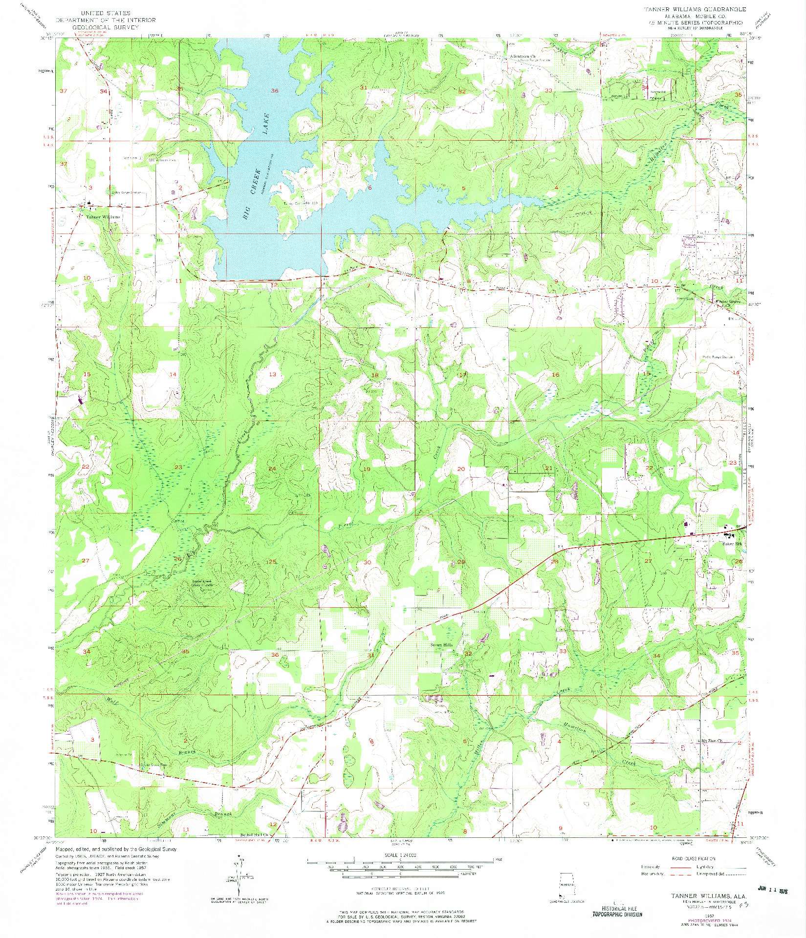 USGS 1:24000-SCALE QUADRANGLE FOR TANNER WILLIAMS, AL 1957