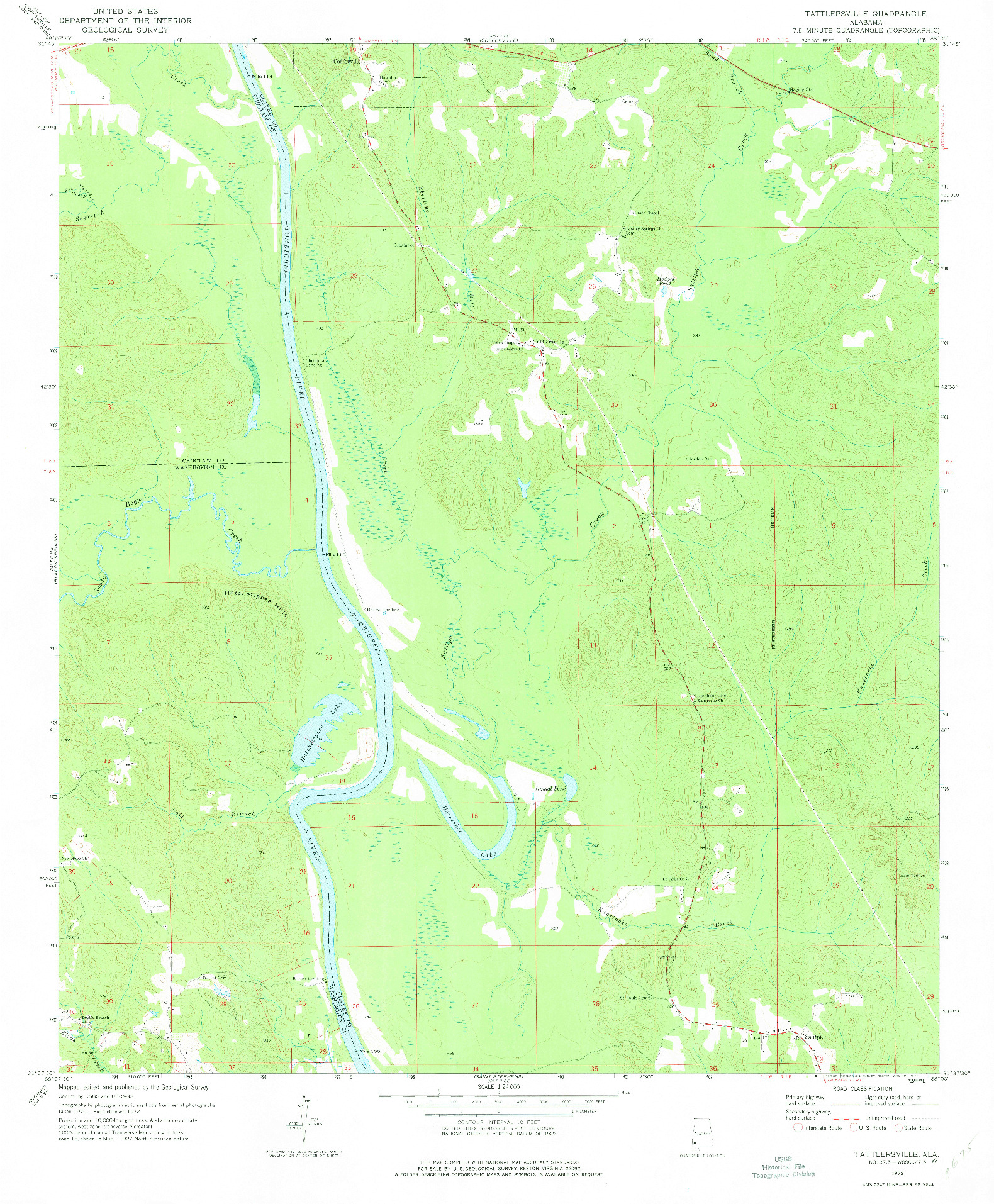 USGS 1:24000-SCALE QUADRANGLE FOR TATTLERSVILLE, AL 1972