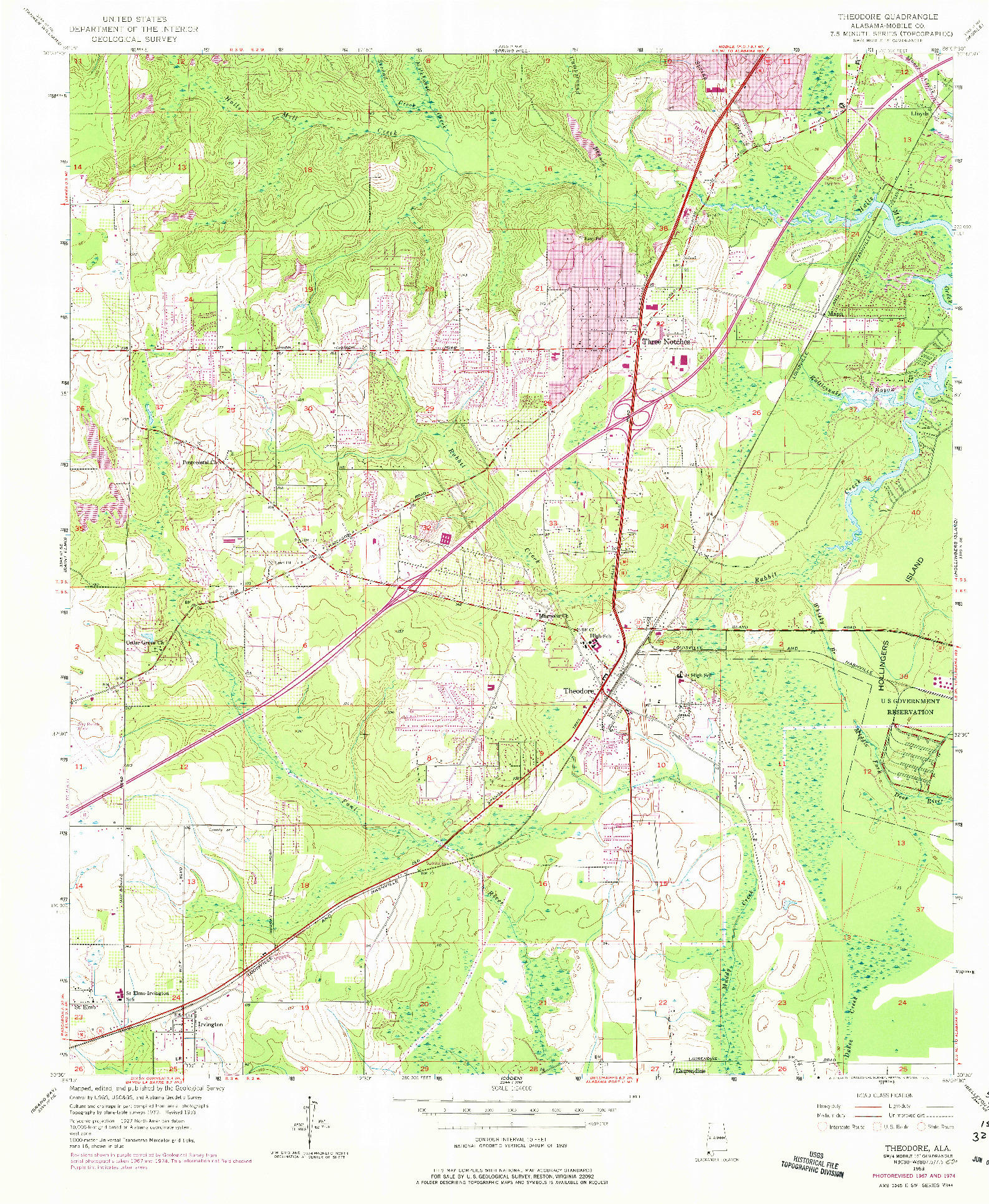 USGS 1:24000-SCALE QUADRANGLE FOR THEODORE, AL 1953