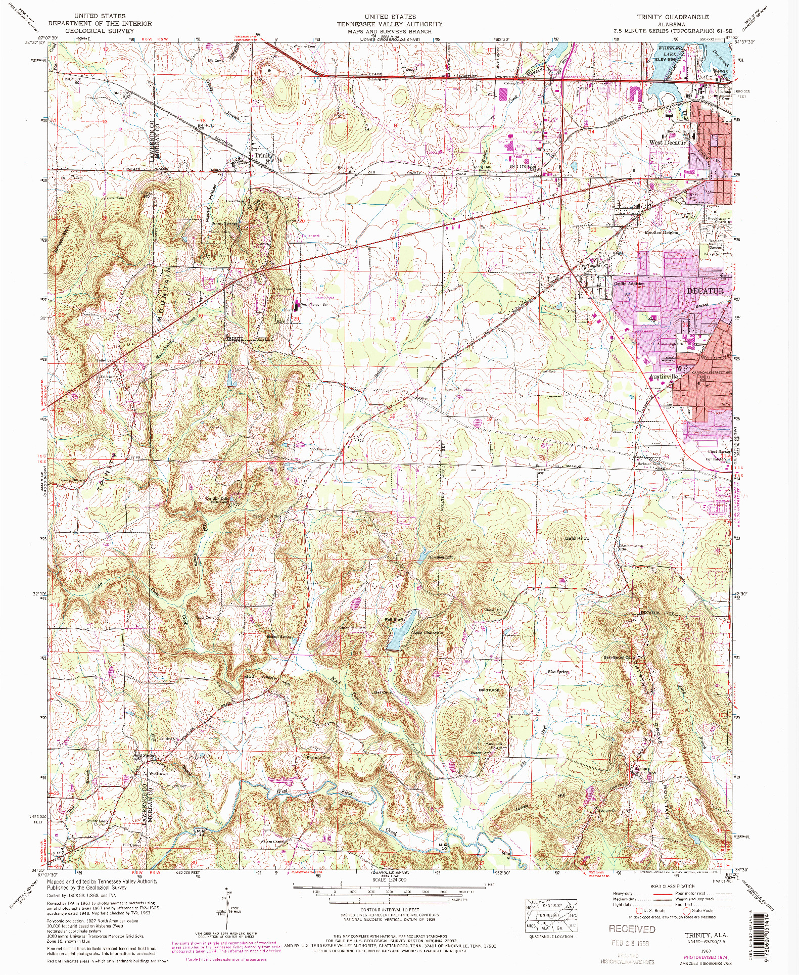 USGS 1:24000-SCALE QUADRANGLE FOR TRINITY, AL 1962