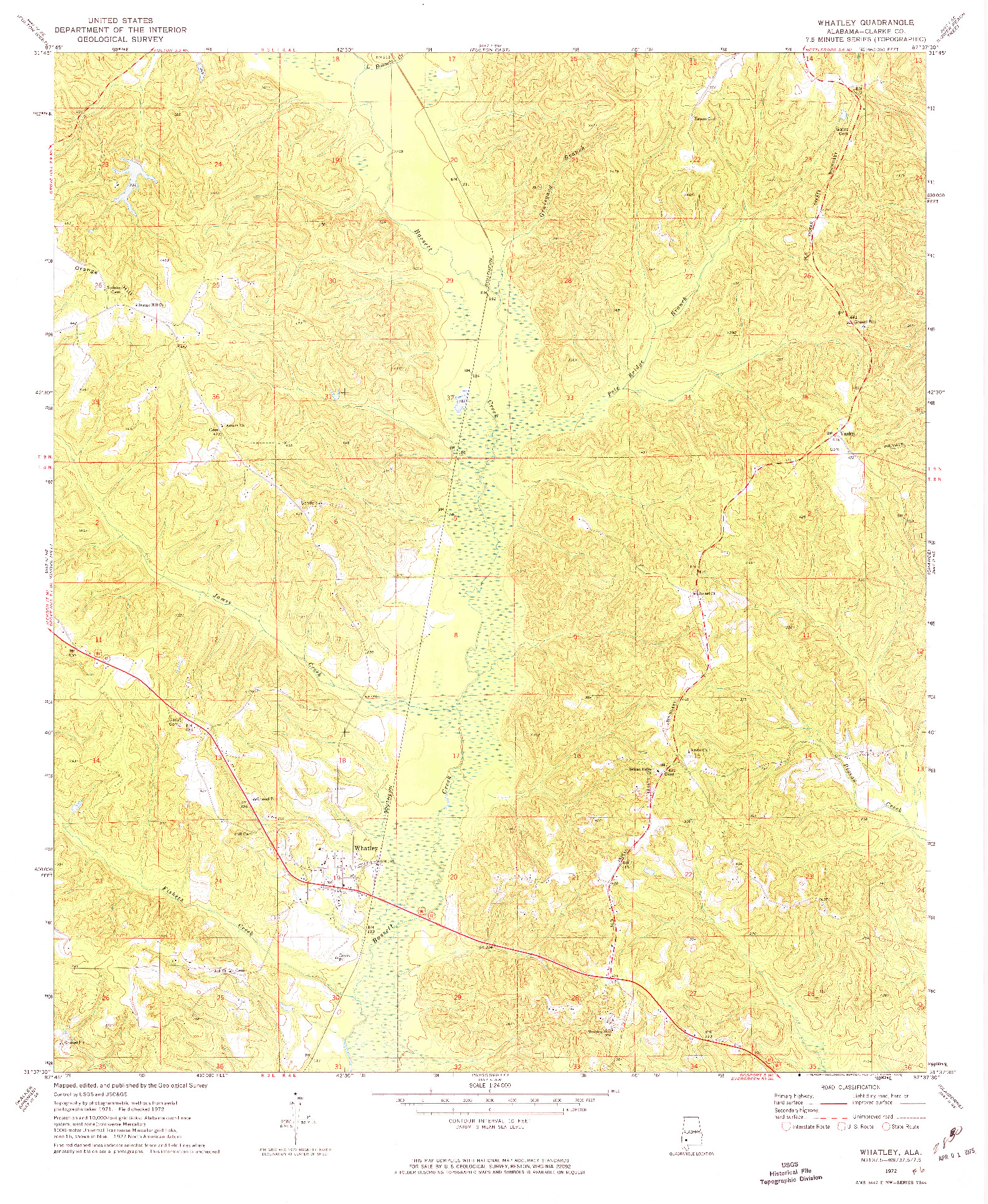 USGS 1:24000-SCALE QUADRANGLE FOR WHATLEY, AL 1972
