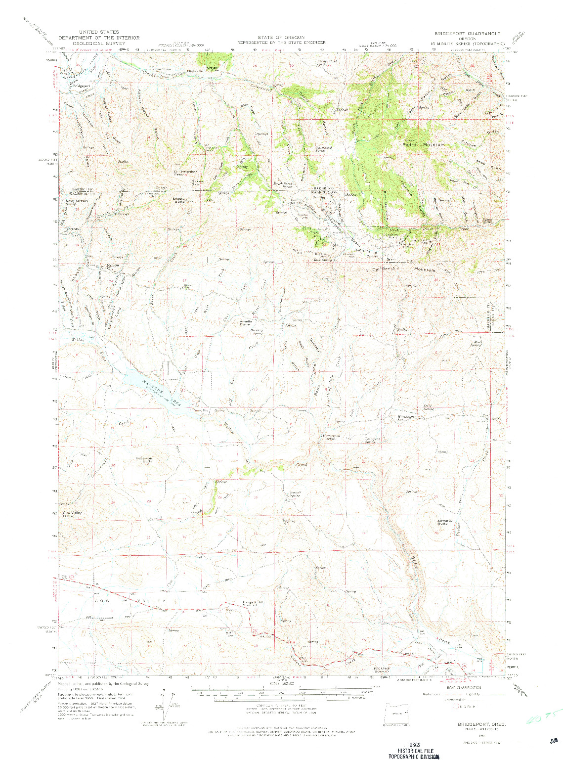 USGS 1:62500-SCALE QUADRANGLE FOR BRIDGEPORT, OR 1964