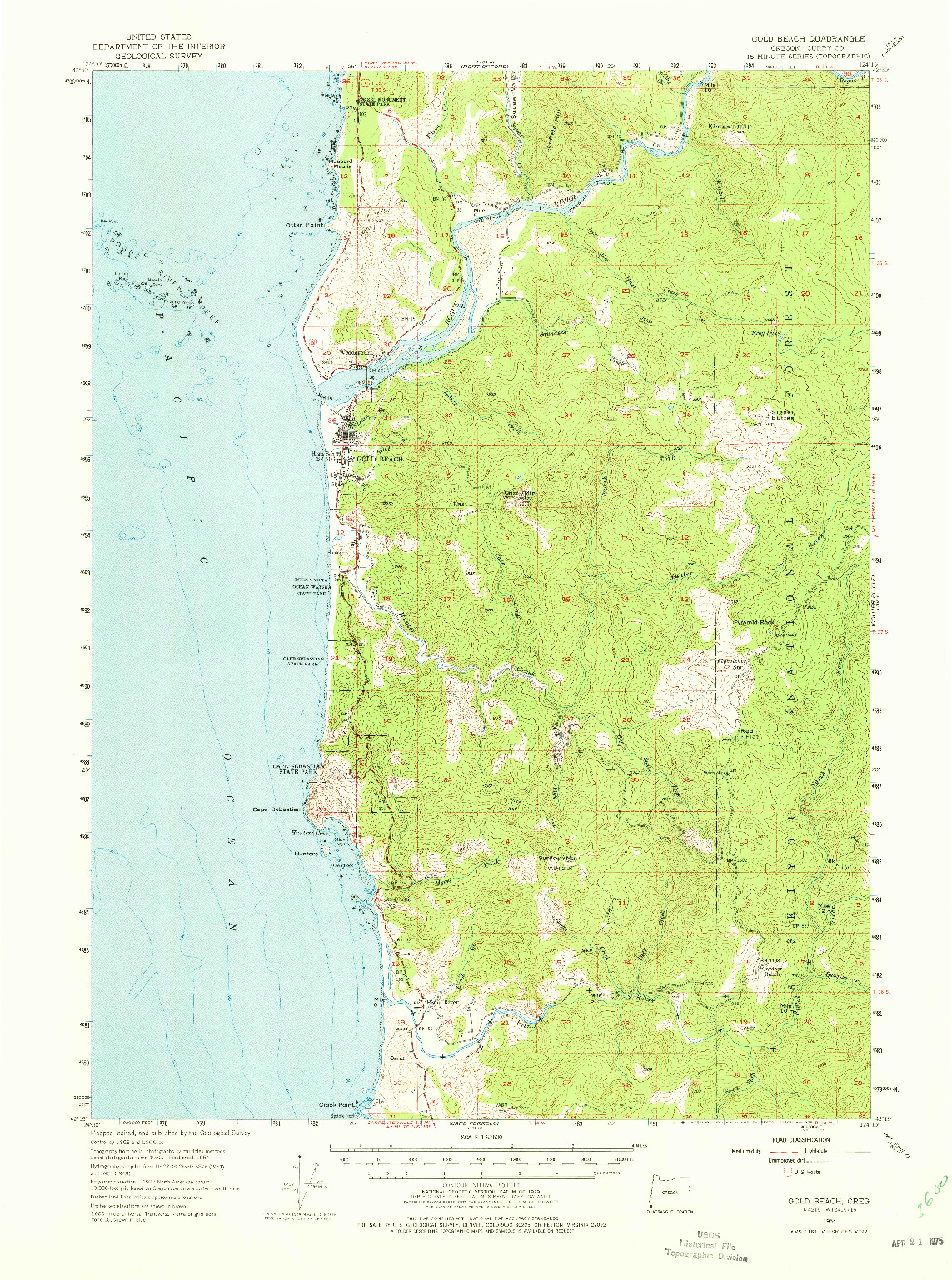 USGS 1:62500-SCALE QUADRANGLE FOR GOLD BEACH, OR 1954