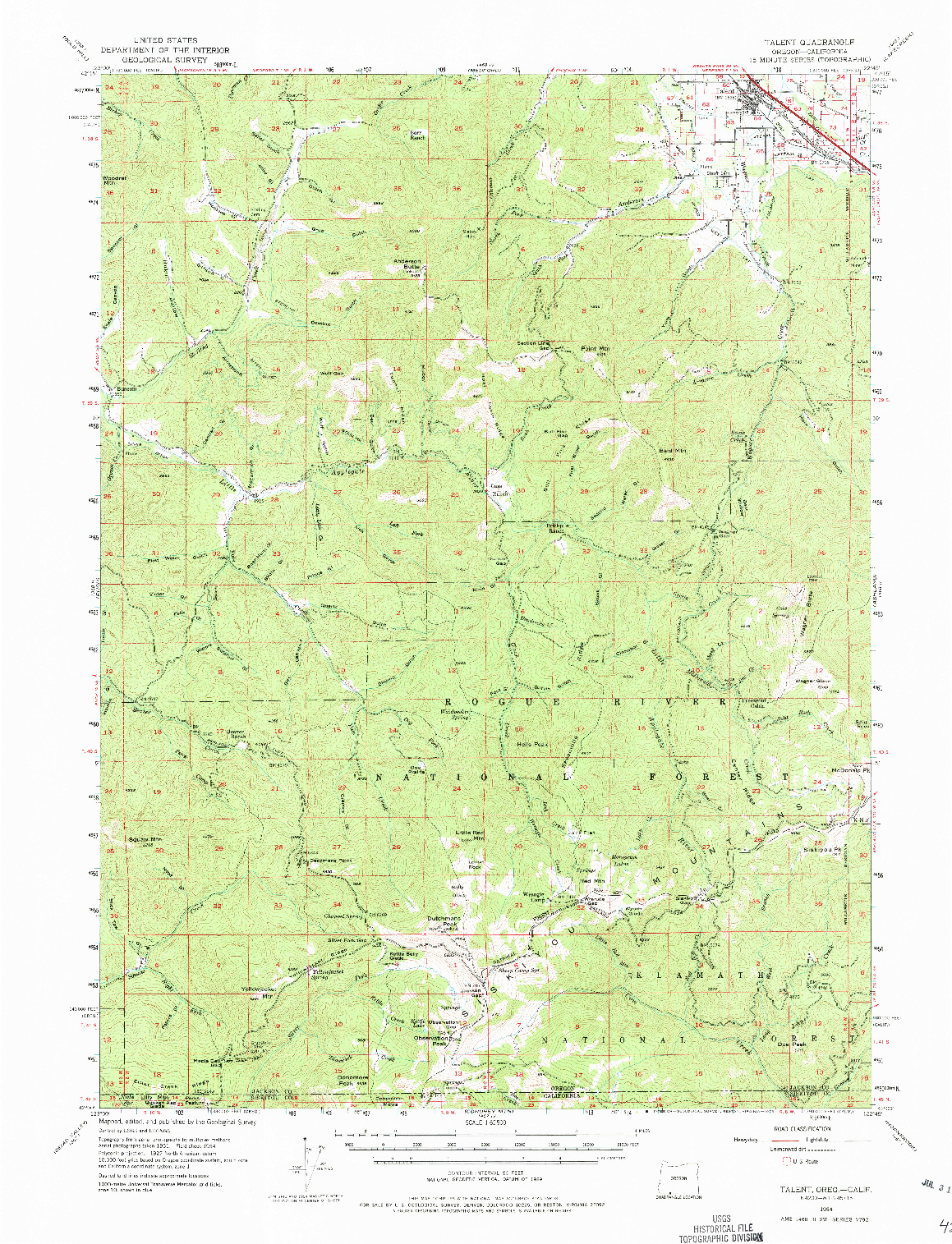USGS 1:62500-SCALE QUADRANGLE FOR TALENT, OR 1954