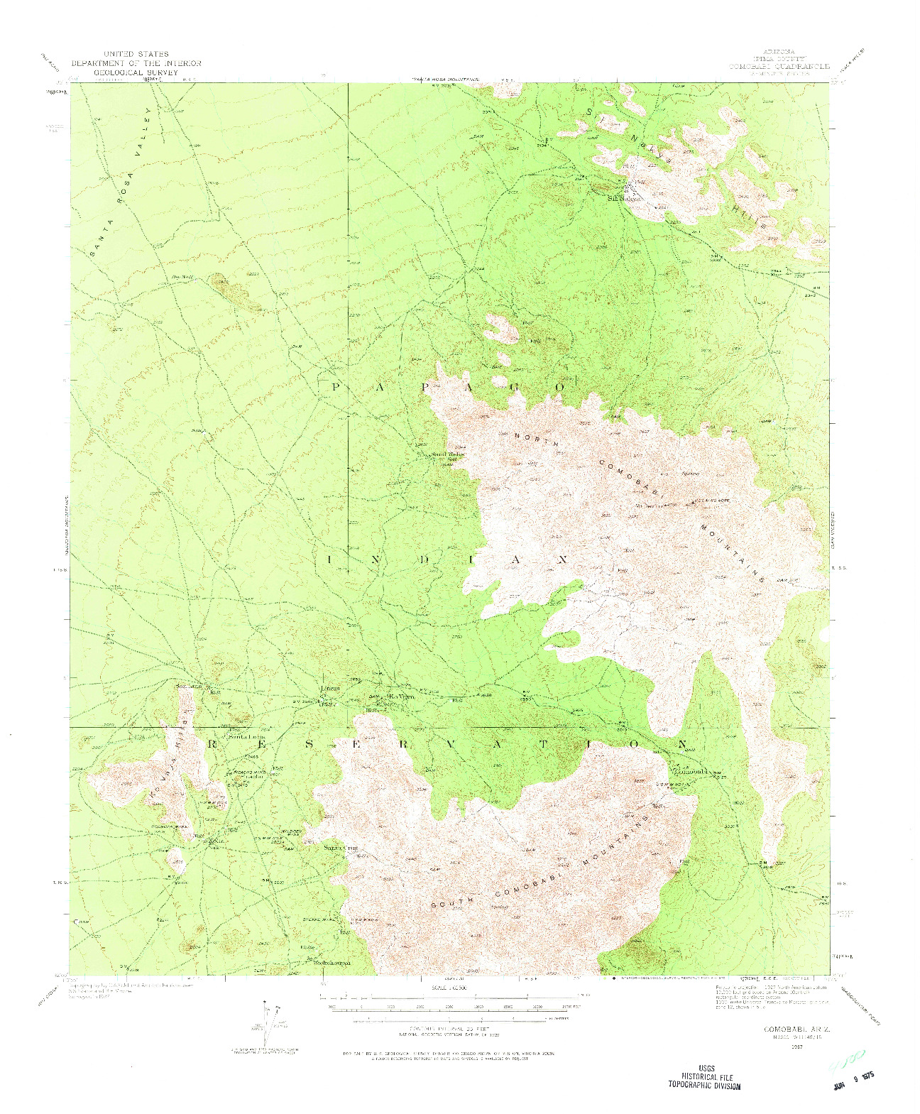 USGS 1:62500-SCALE QUADRANGLE FOR COMOBABI, AZ 1937