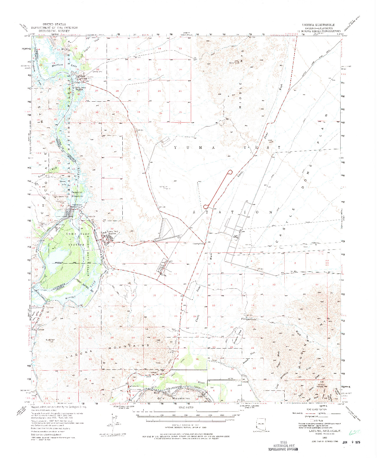 USGS 1:62500-SCALE QUADRANGLE FOR LAGUNA, AZ 1955