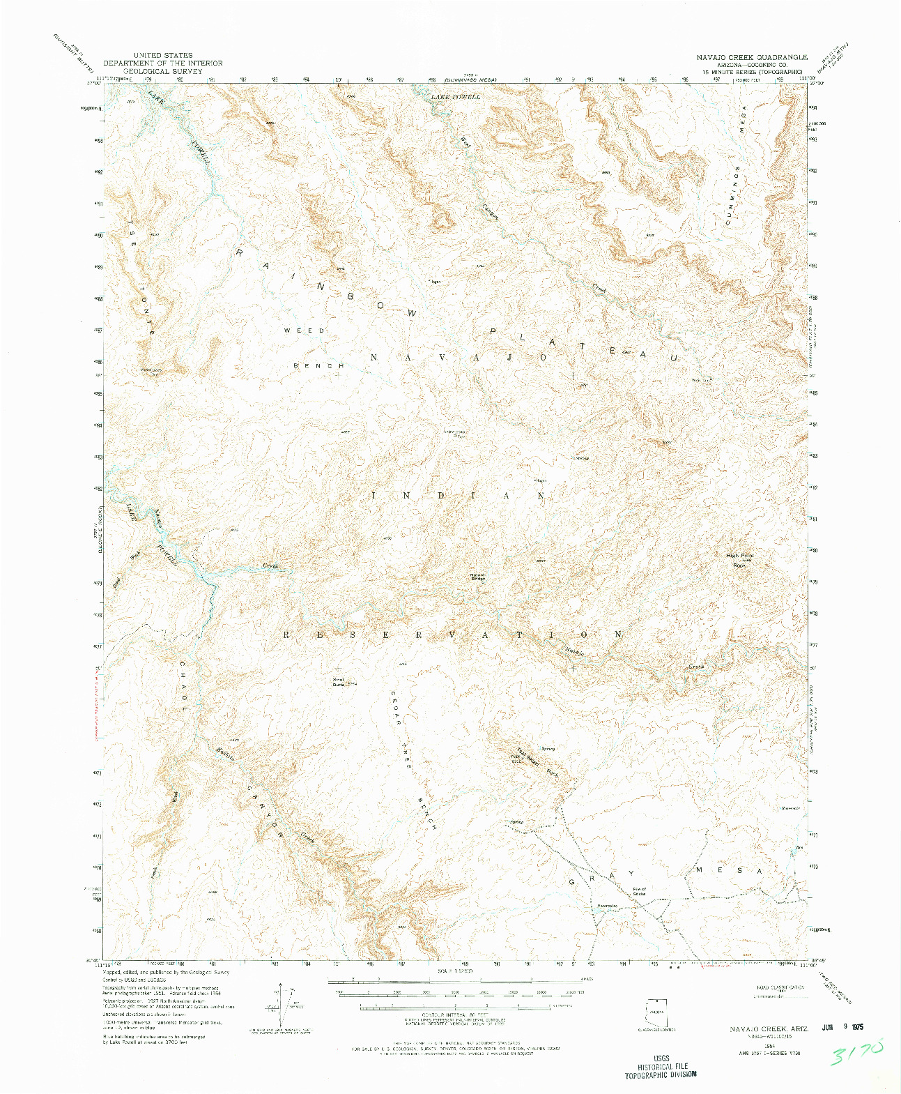 USGS 1:62500-SCALE QUADRANGLE FOR NAVAJO CREEK, AZ 1954