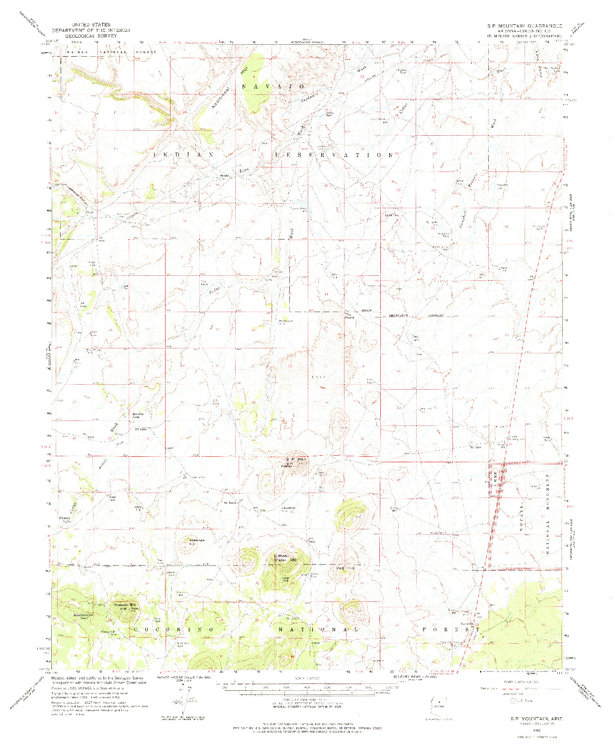 USGS 1:62500-SCALE QUADRANGLE FOR S P MOUNTAIN, AZ 1962