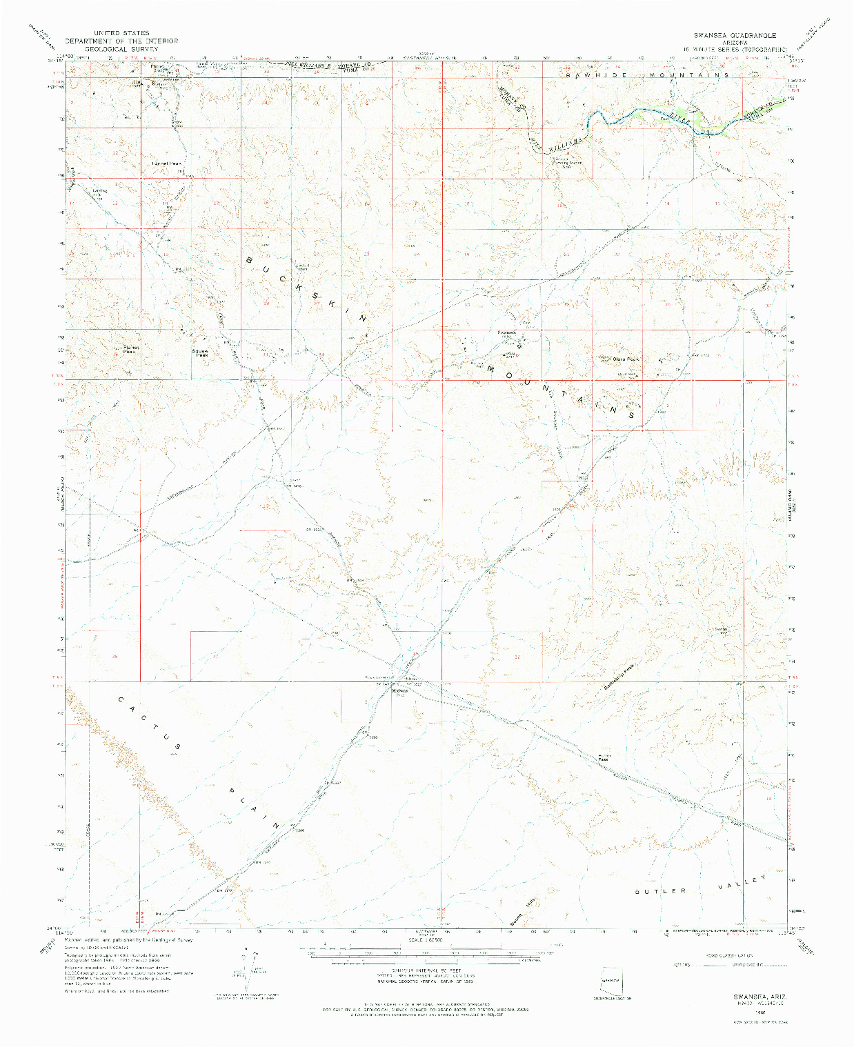 USGS 1:62500-SCALE QUADRANGLE FOR SWANSEA, AZ 1966