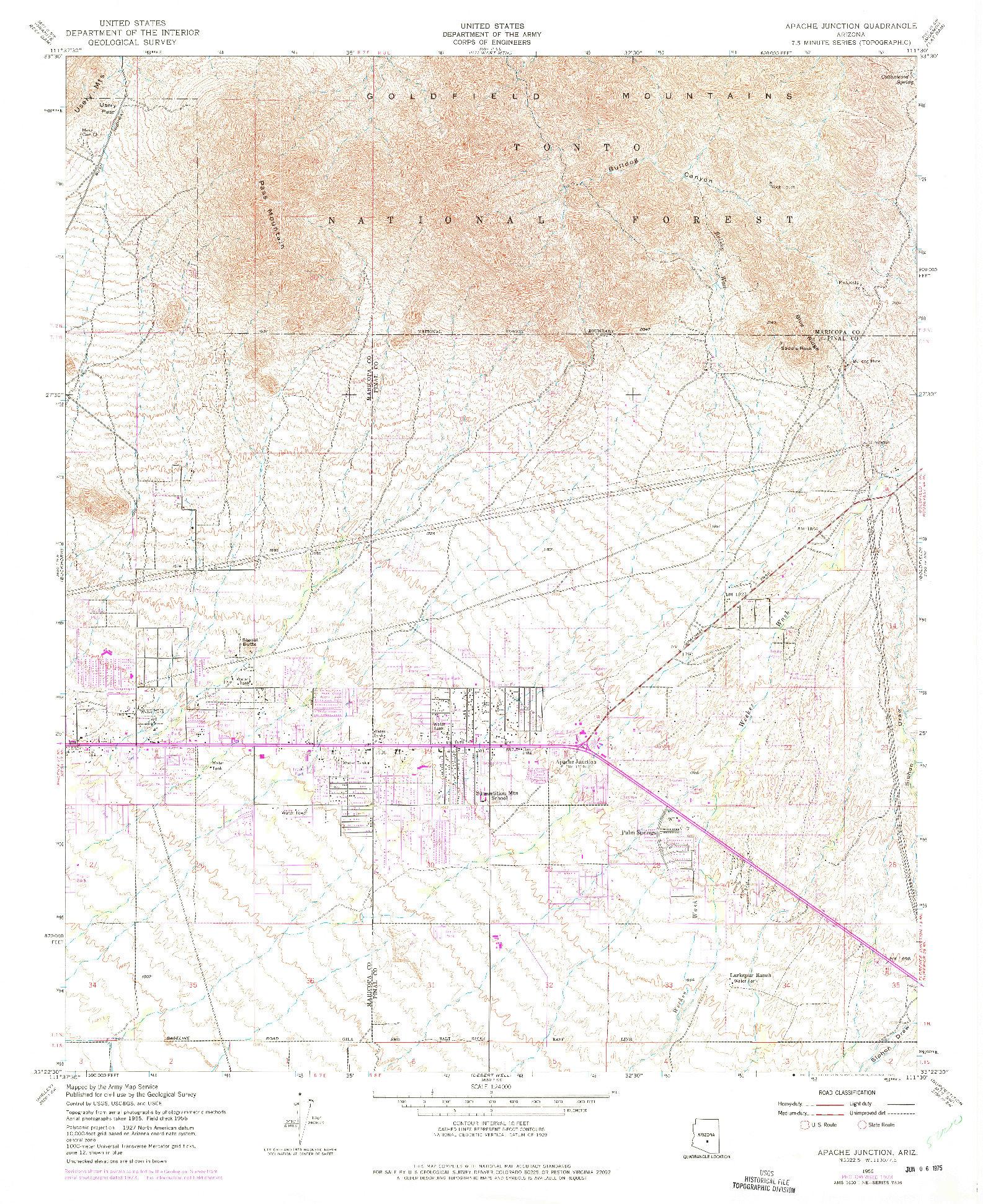 USGS 1:24000-SCALE QUADRANGLE FOR APACHE JUNCTION, AZ 1956