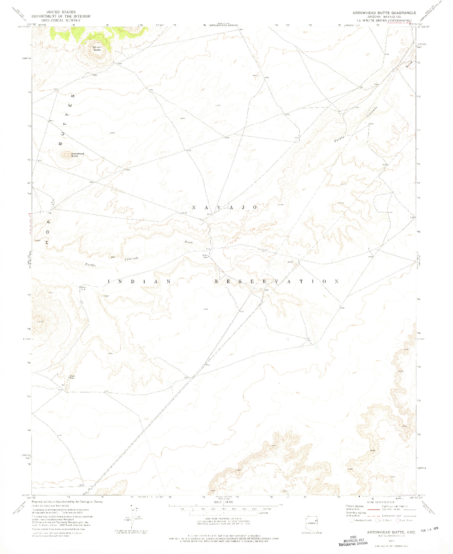 USGS 1:24000-SCALE QUADRANGLE FOR ARROWHEAD BUTTE, AZ 1972