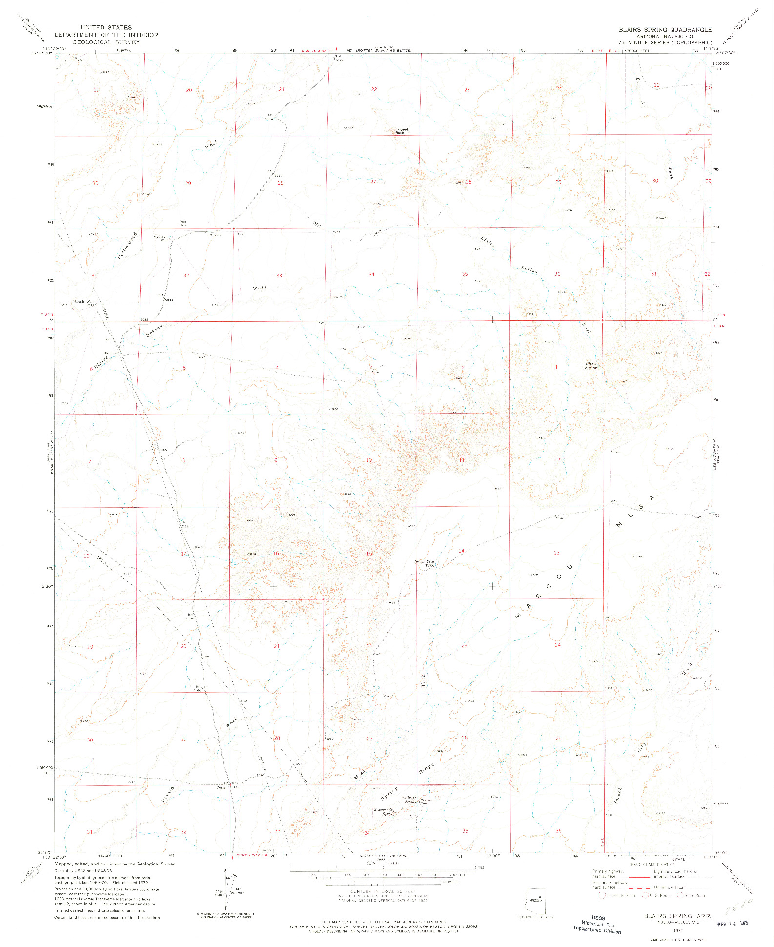 USGS 1:24000-SCALE QUADRANGLE FOR BLAIRS SPRING, AZ 1972