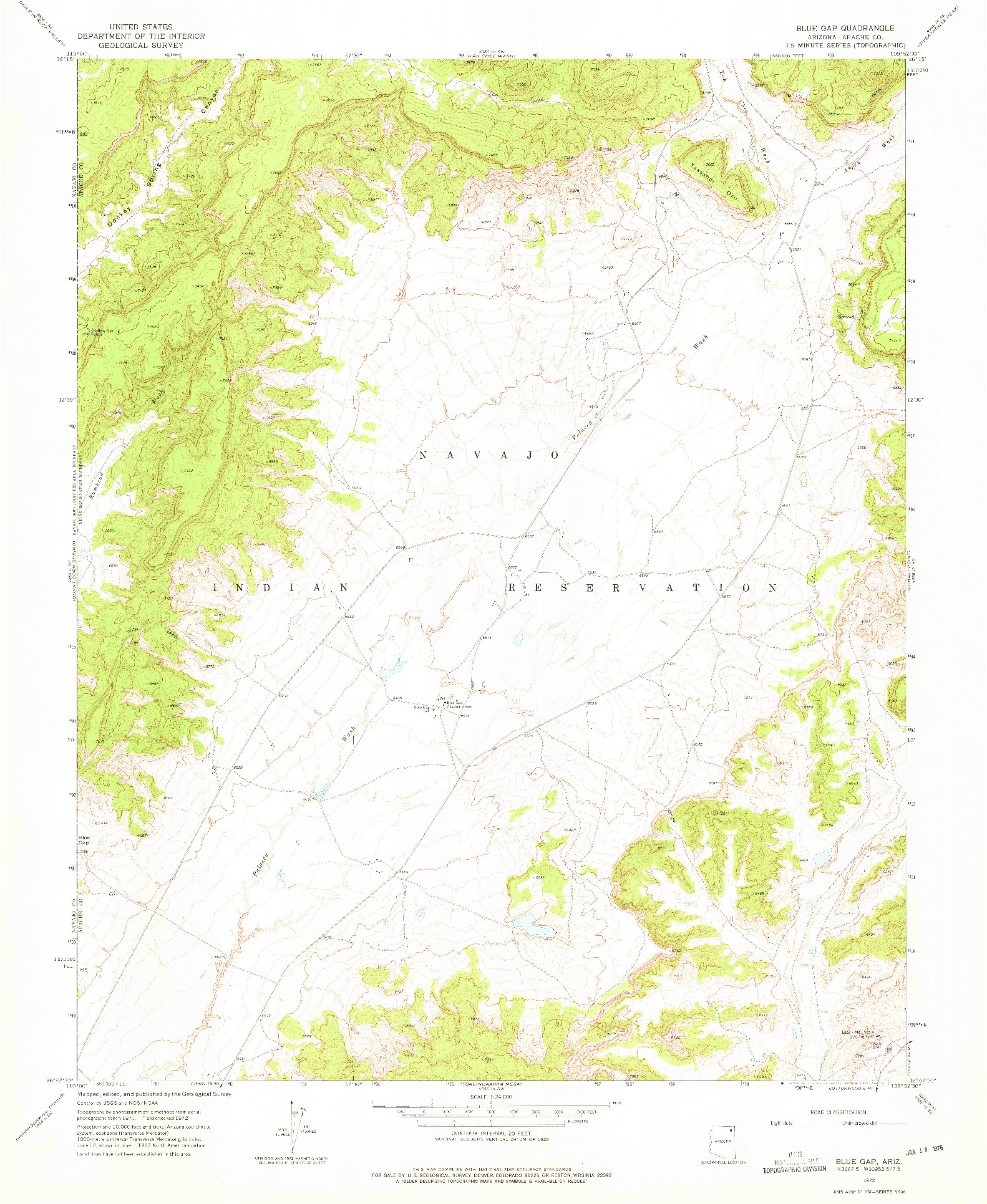 USGS 1:24000-SCALE QUADRANGLE FOR BLUE GAP, AZ 1972
